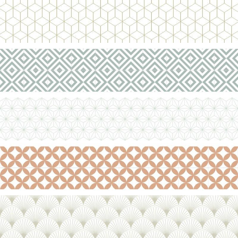 MIX PASTEL BLANDNING - Lot de 5 Contremarches H 18xL100cm Multicolore Scandinave Graphique