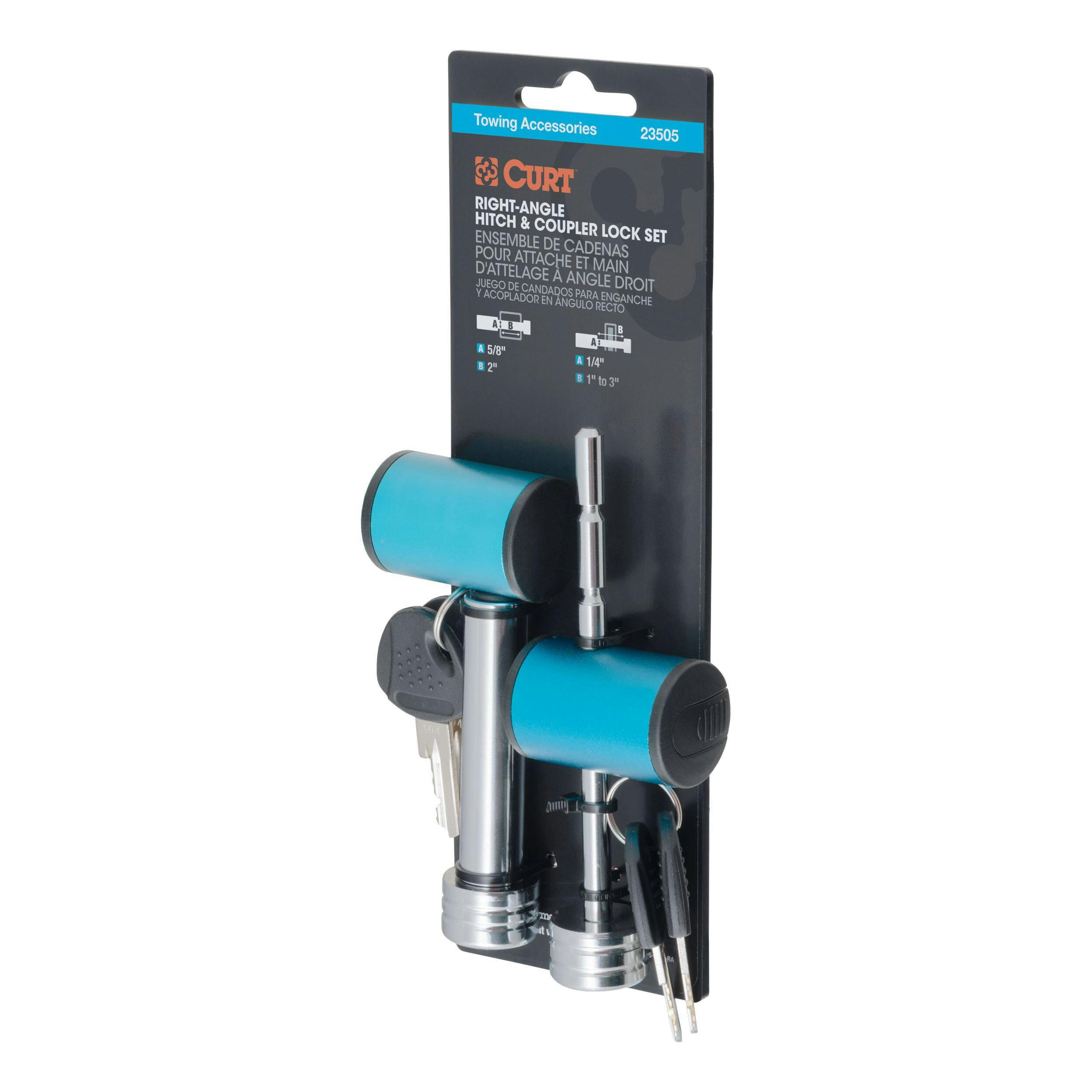 CURT Right-Angle Hitch & Coupler Lock Set, 2-in Receiver