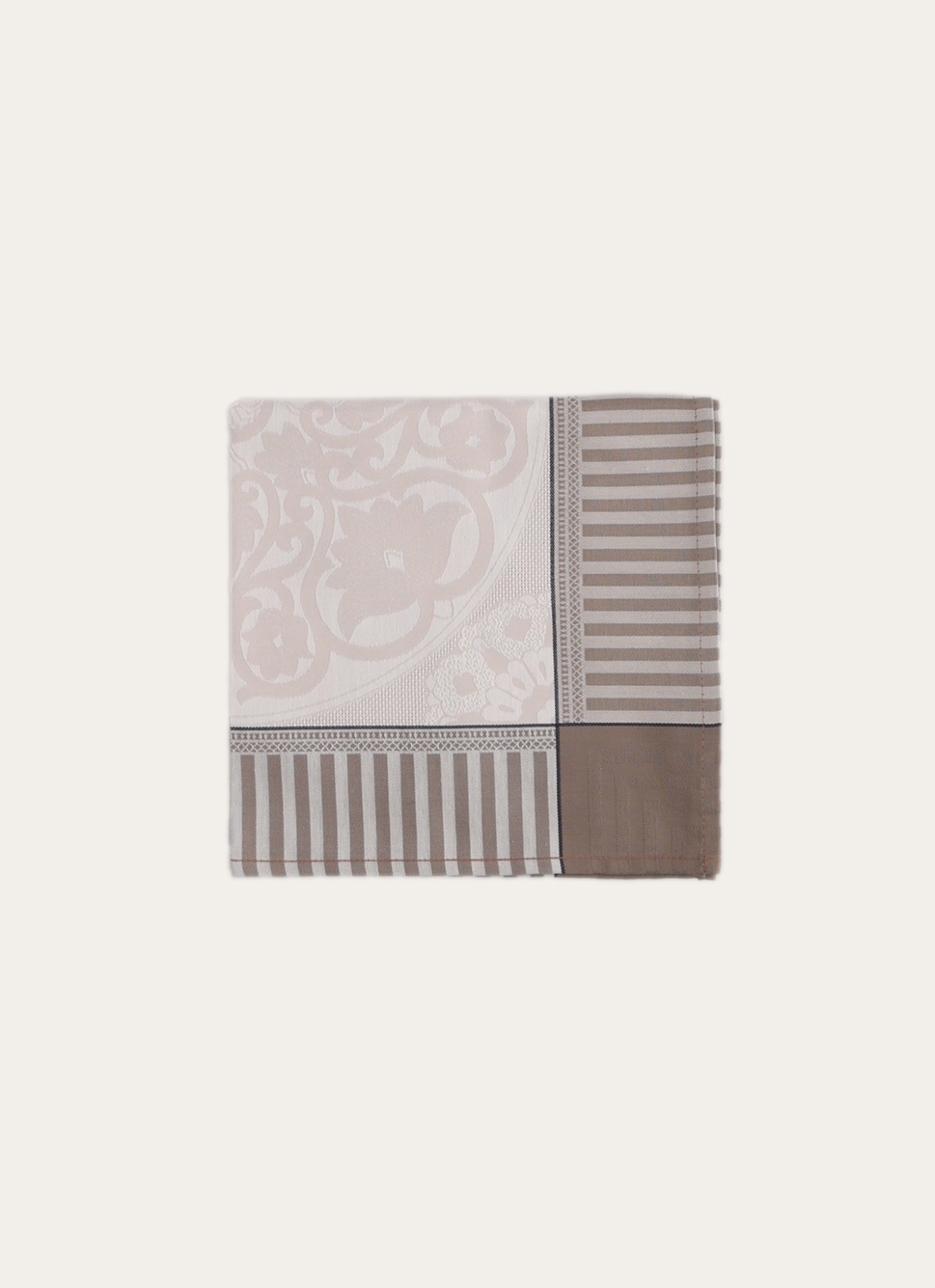 SERVIETTE DE TABLE JACQUARD EN COTON TISSÉ BEIGE