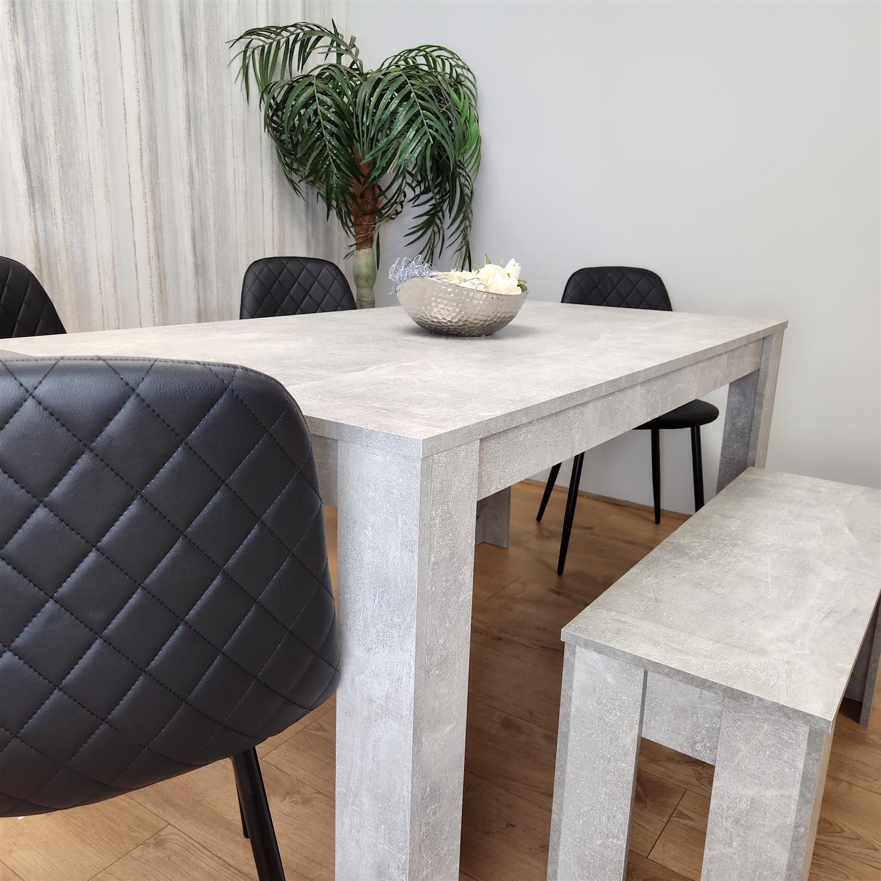 KOSY KOALA Dining Table Set With 4 Black Faux Leather Chairs And 1 Bench Dining Room Furniture
