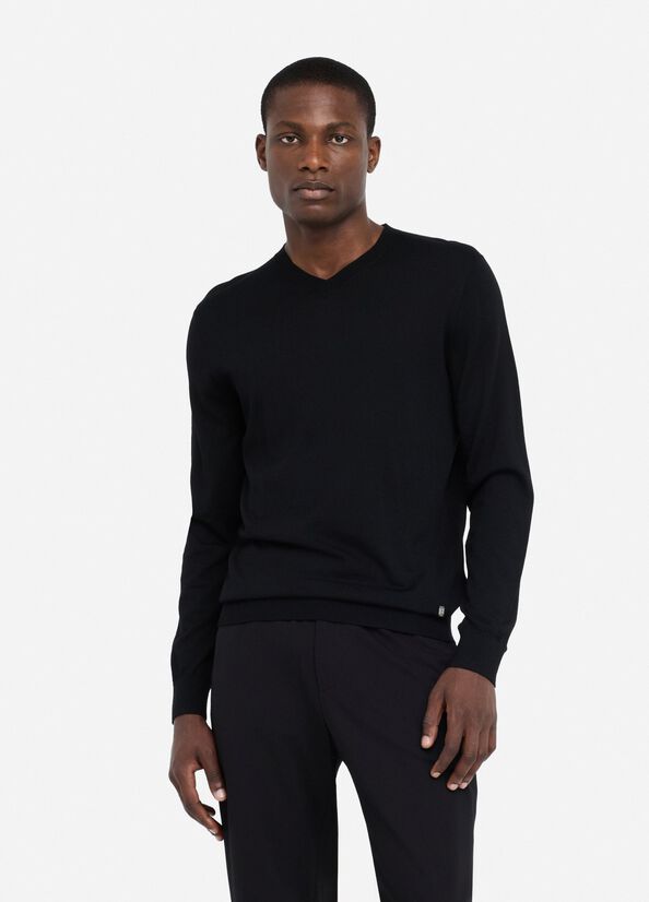 Maglia 100% lana scollo a V