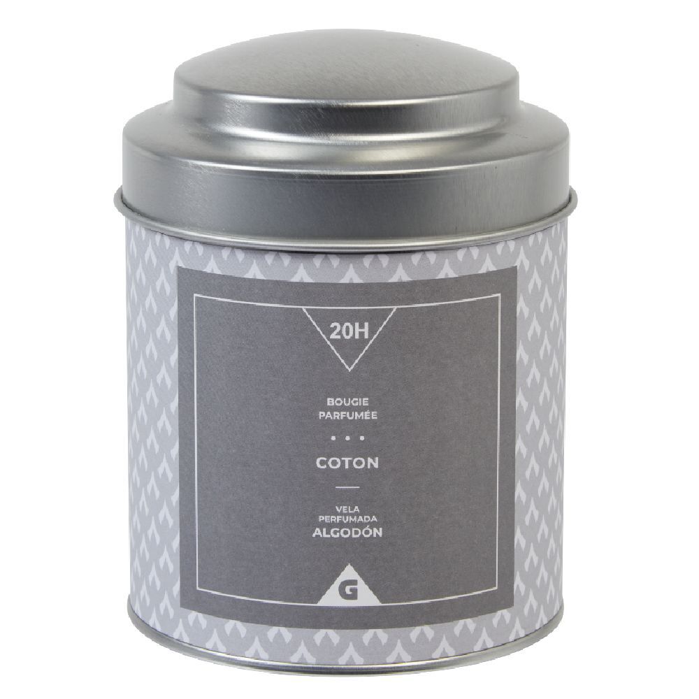 Bougie parfumée dans pot en métal senteur coton
