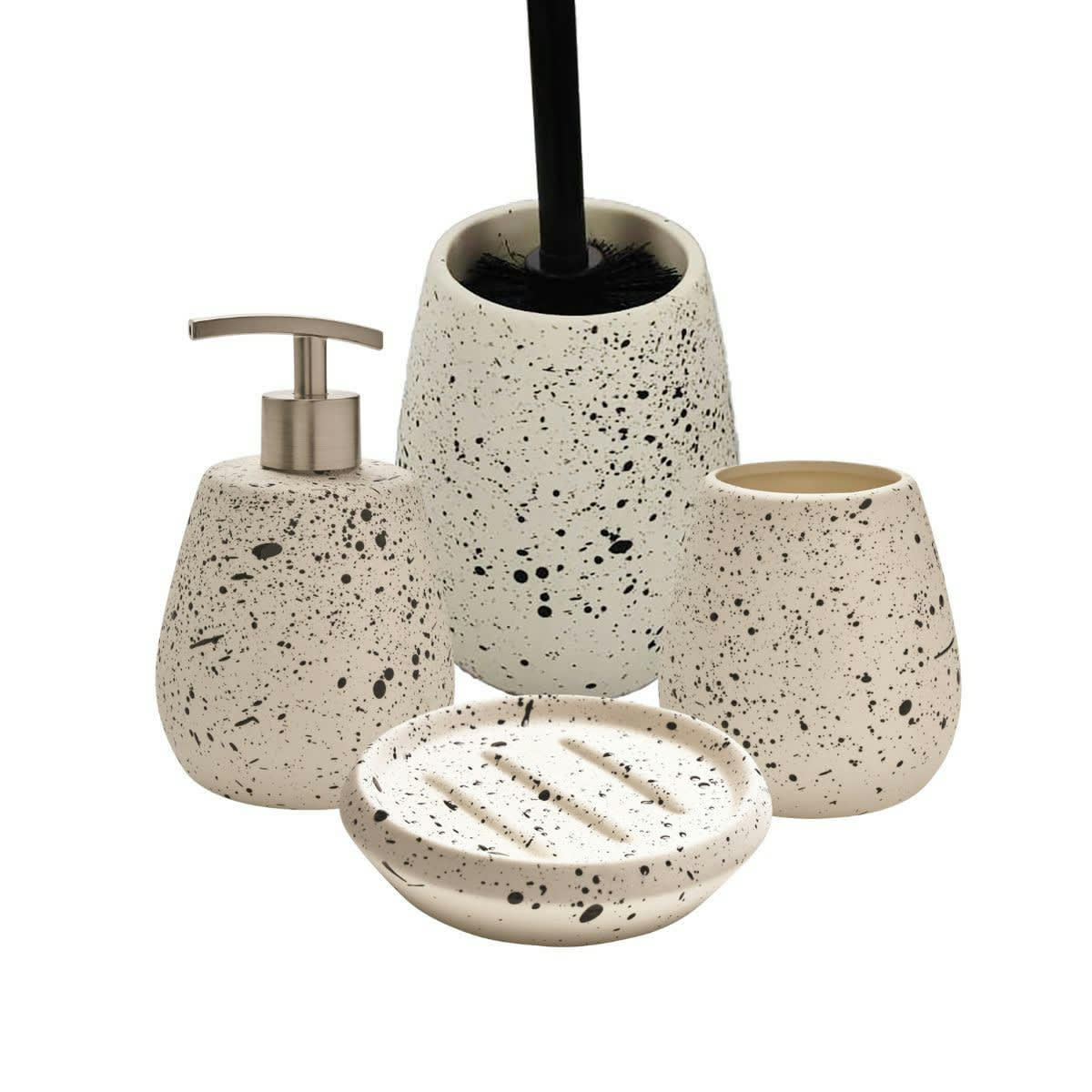 DEMY - Set de salle de bain 4 pièces bis en céramique blanc