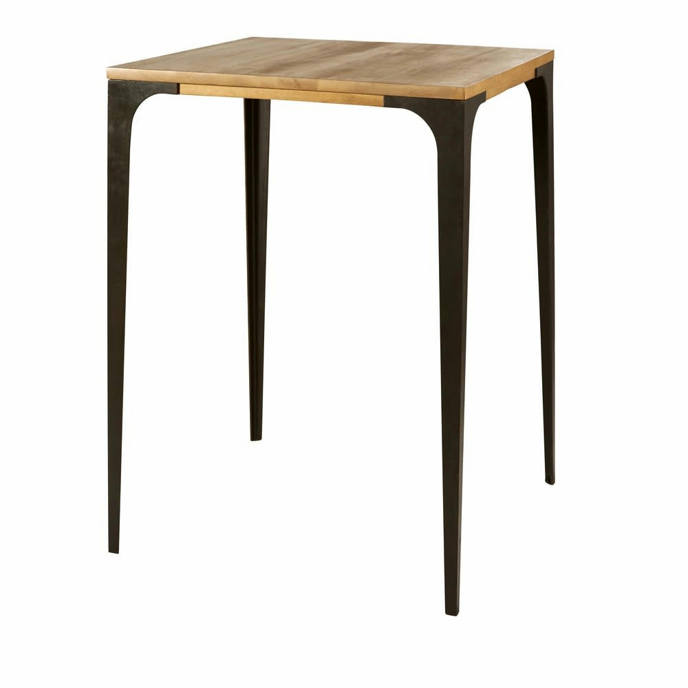 Metropolis Business - Table haute professionnelle industrielle en bois de manguier clair L75