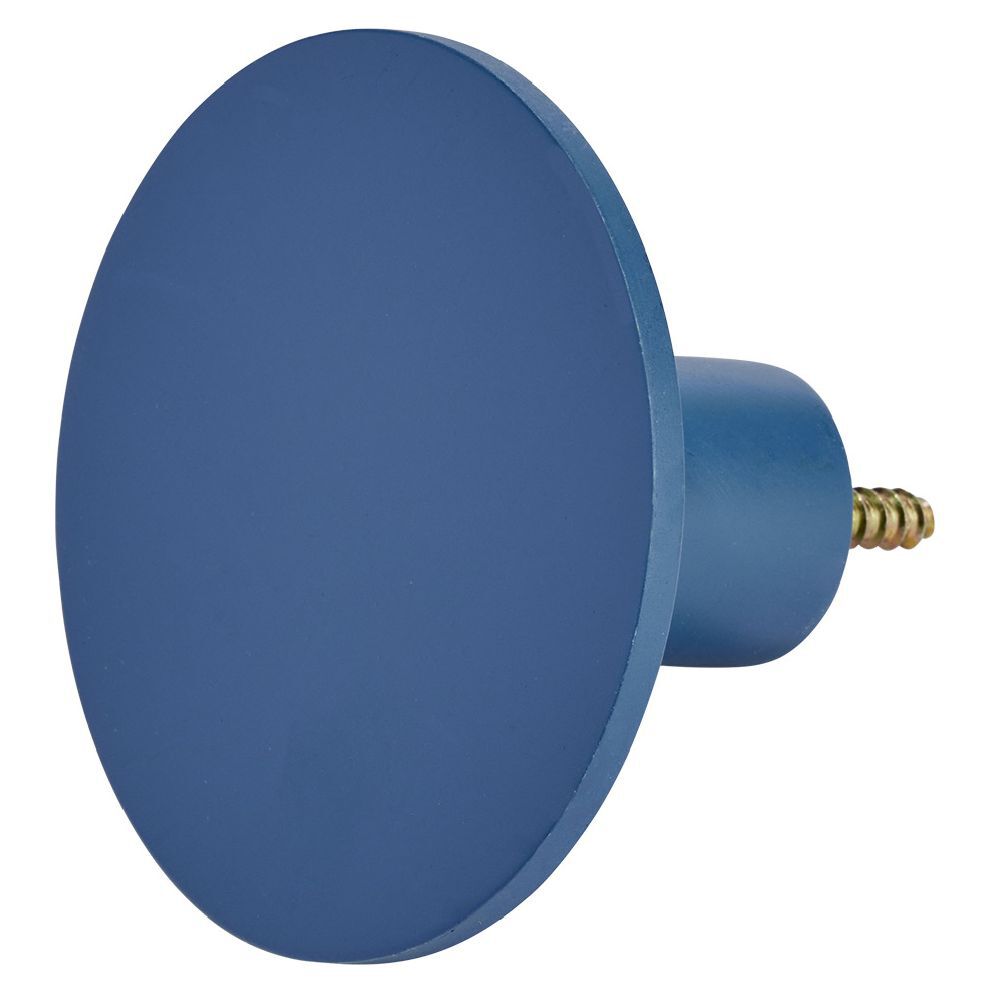 Patère murale ronde bleu polyrésine Ø8cm