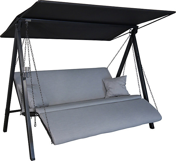 balancelle Lounge Zip - balancelle de jardin pour s'asseoir, s'allonger et se détendre, avec fonction lit, granit