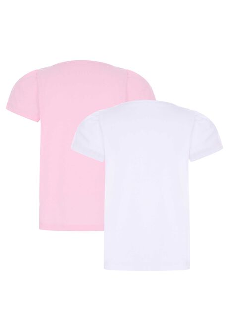 Younger Girls 2pk White & Pink T-Shirt