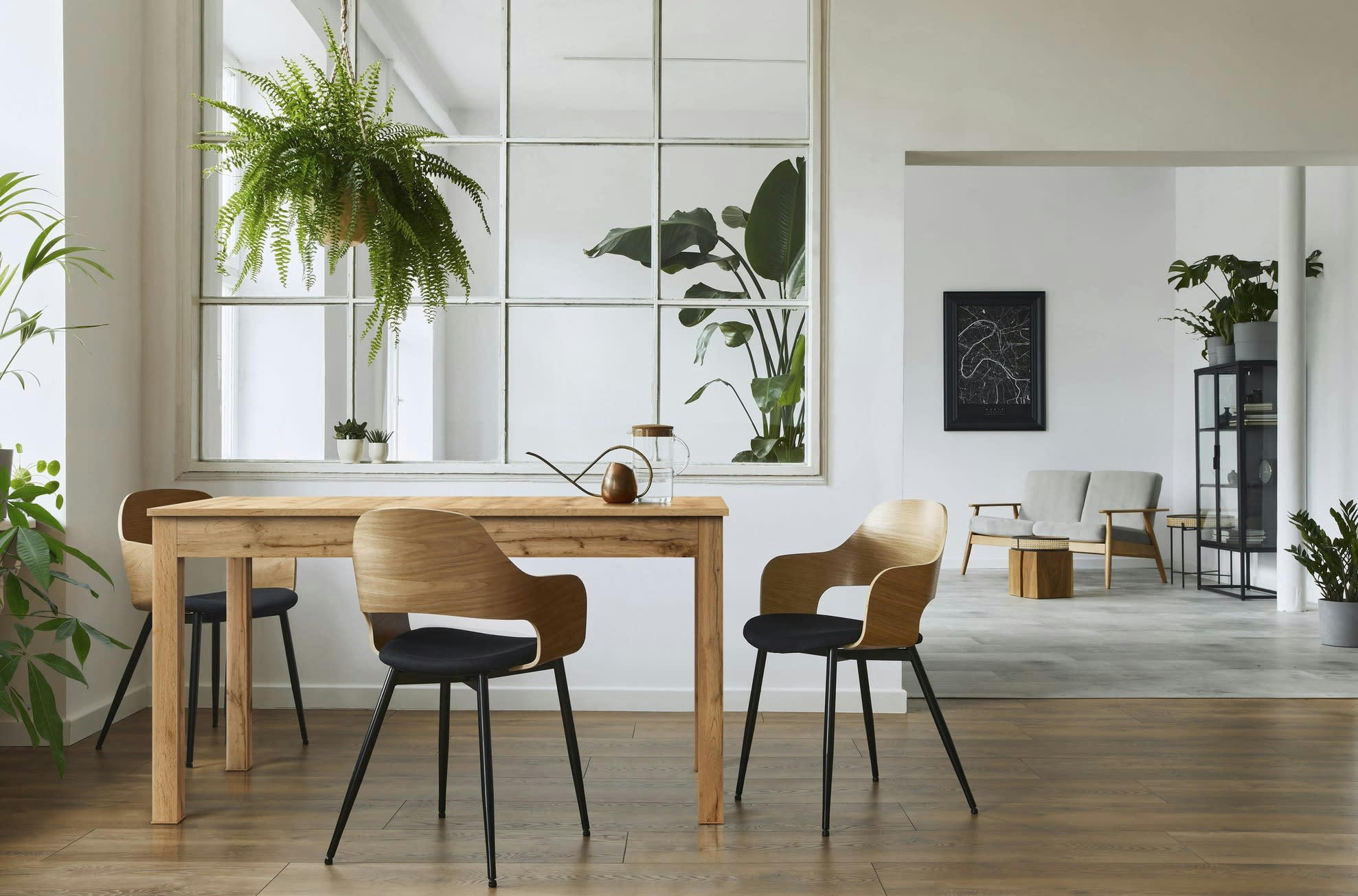 BRYK - Table à manger extensible  effet chêne clair 140 à 180cm