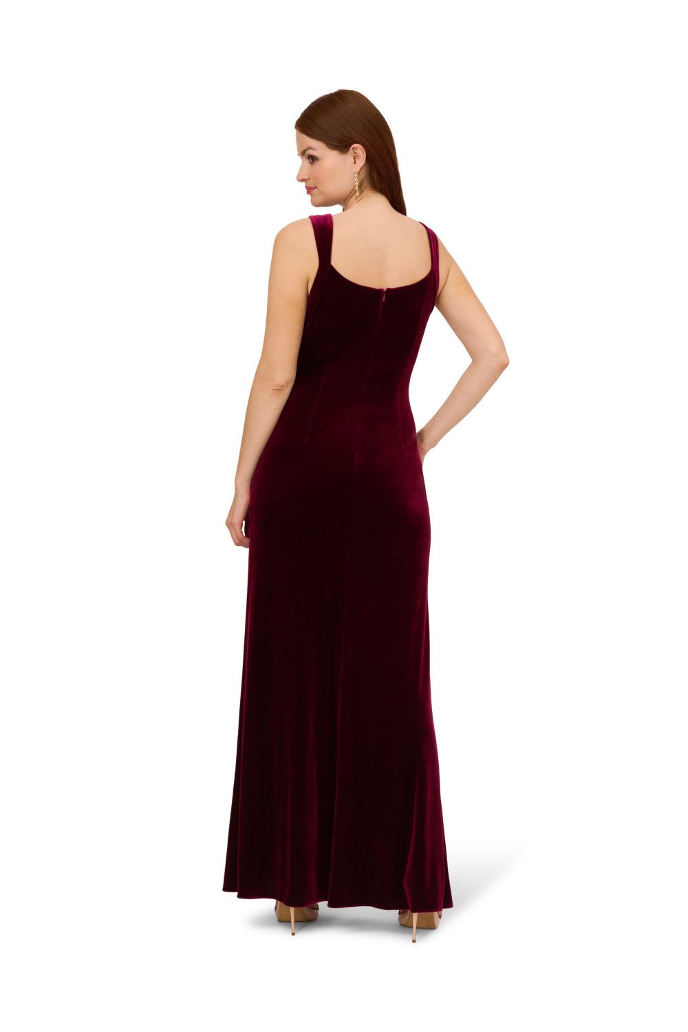 Adrianna Papell Velvet Ruffle Front Gown