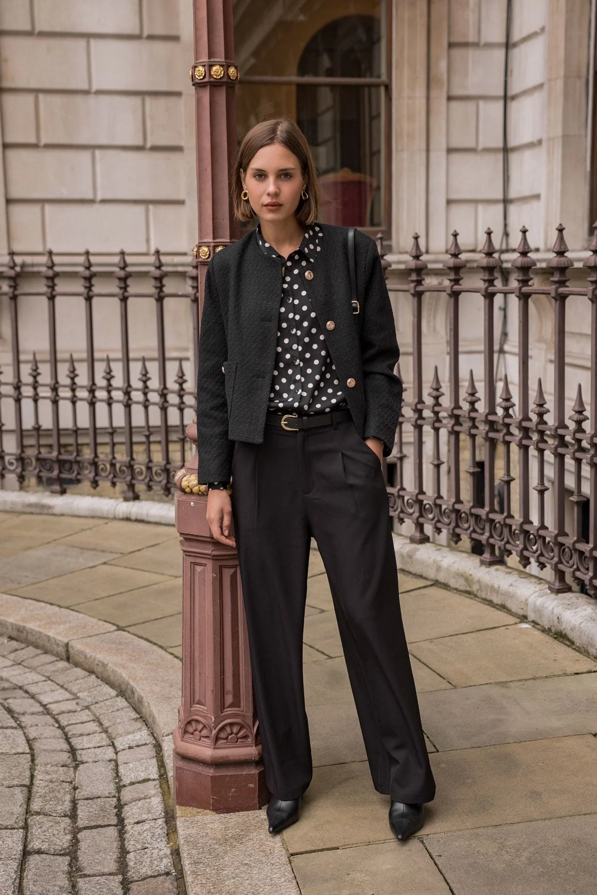 Black Wide Leg Tailored Trousers
