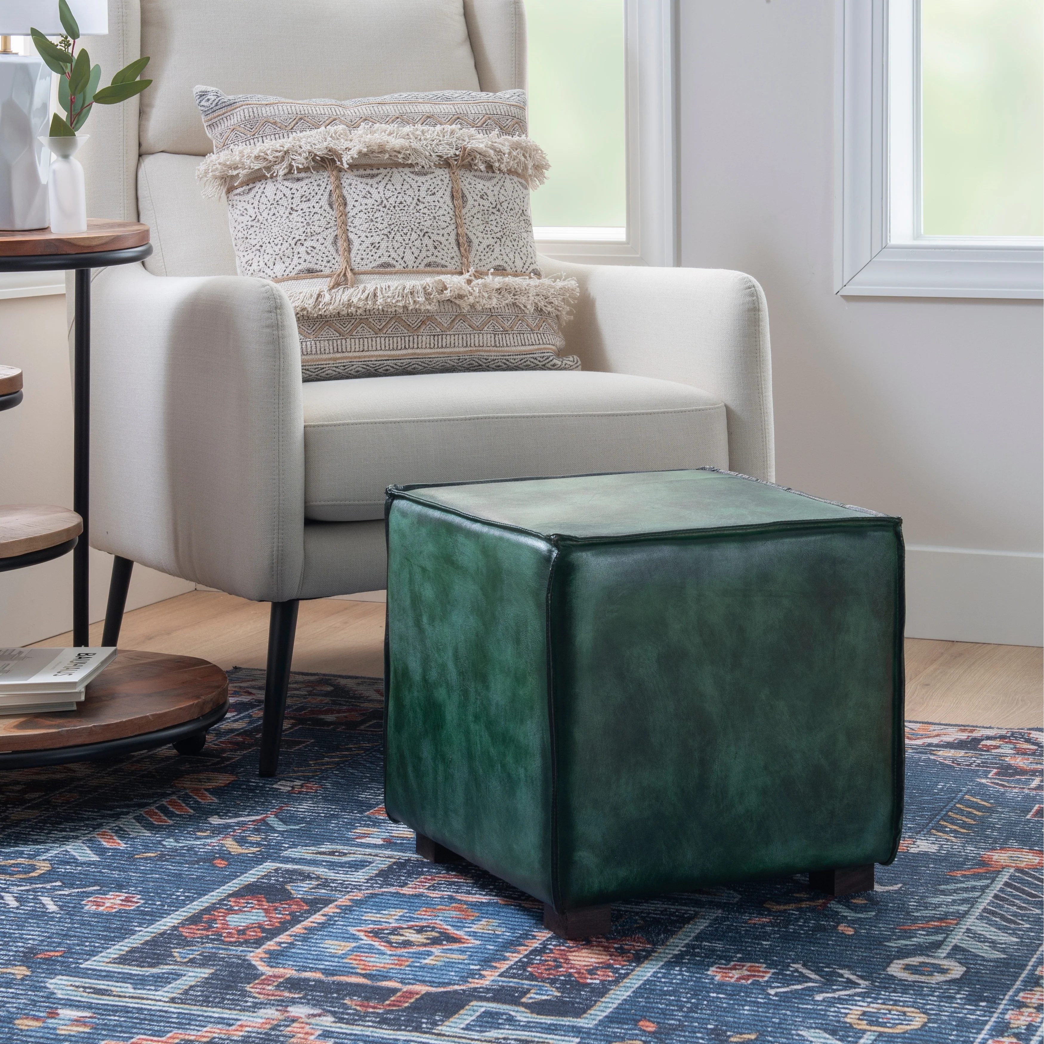 Marin Leather Square Ottoman