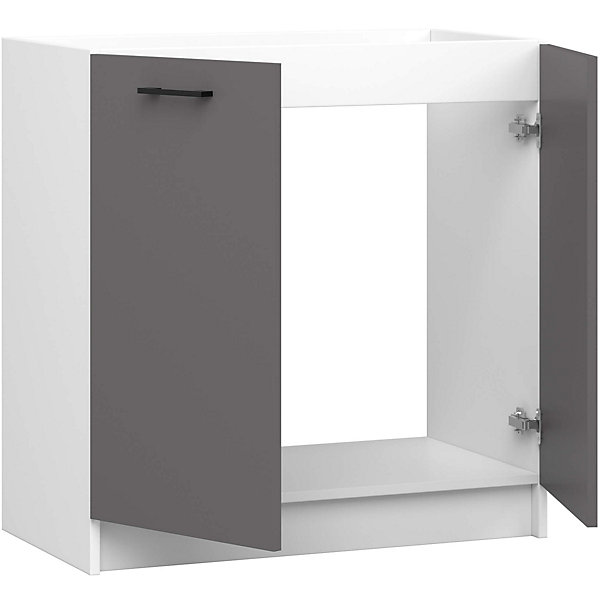 Armoires de cuisine basse AKORD S80 pour évier OLIWIA Blanc 80 cm 2 portes couleur Gris Graphite 1 étagère 80x46x82 cm