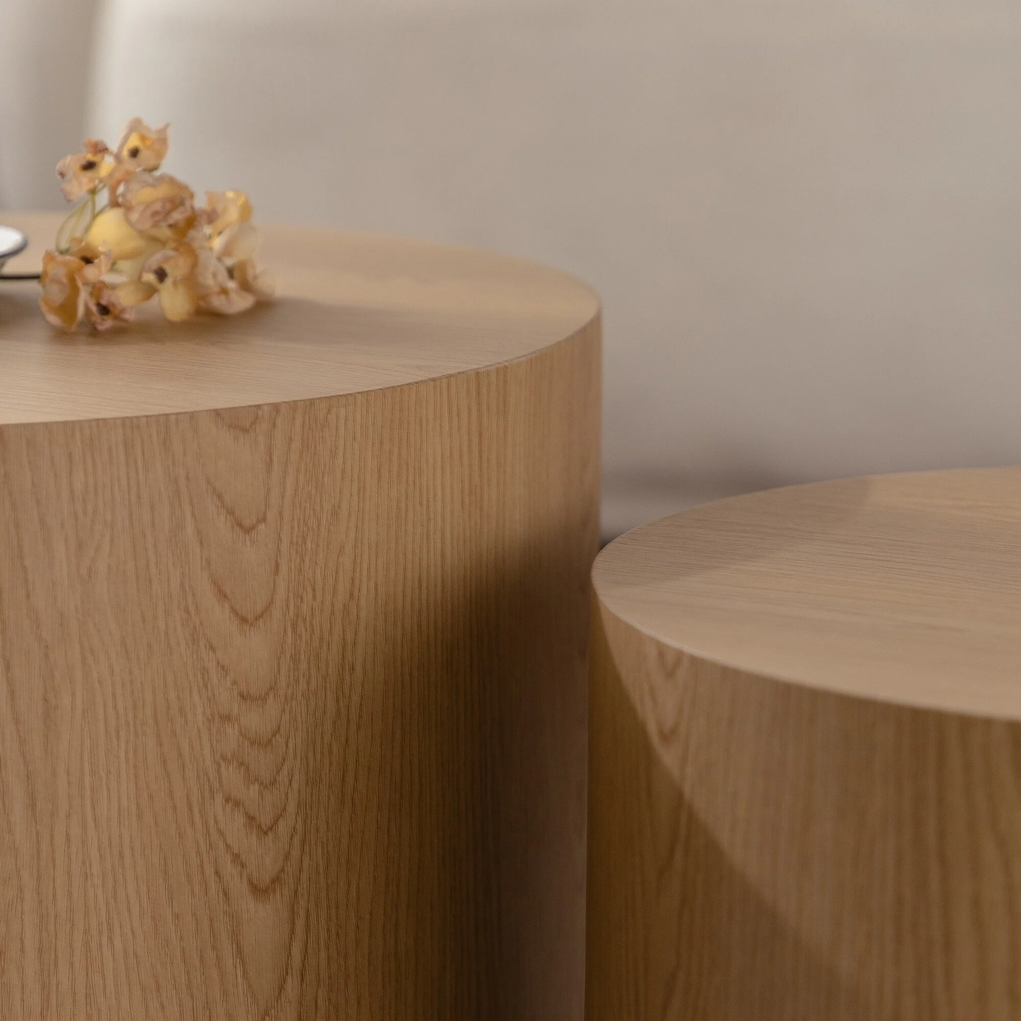 Nesting Coffee Table Set Of 2 Round Wooden Coffee Tables Circle Modern Table