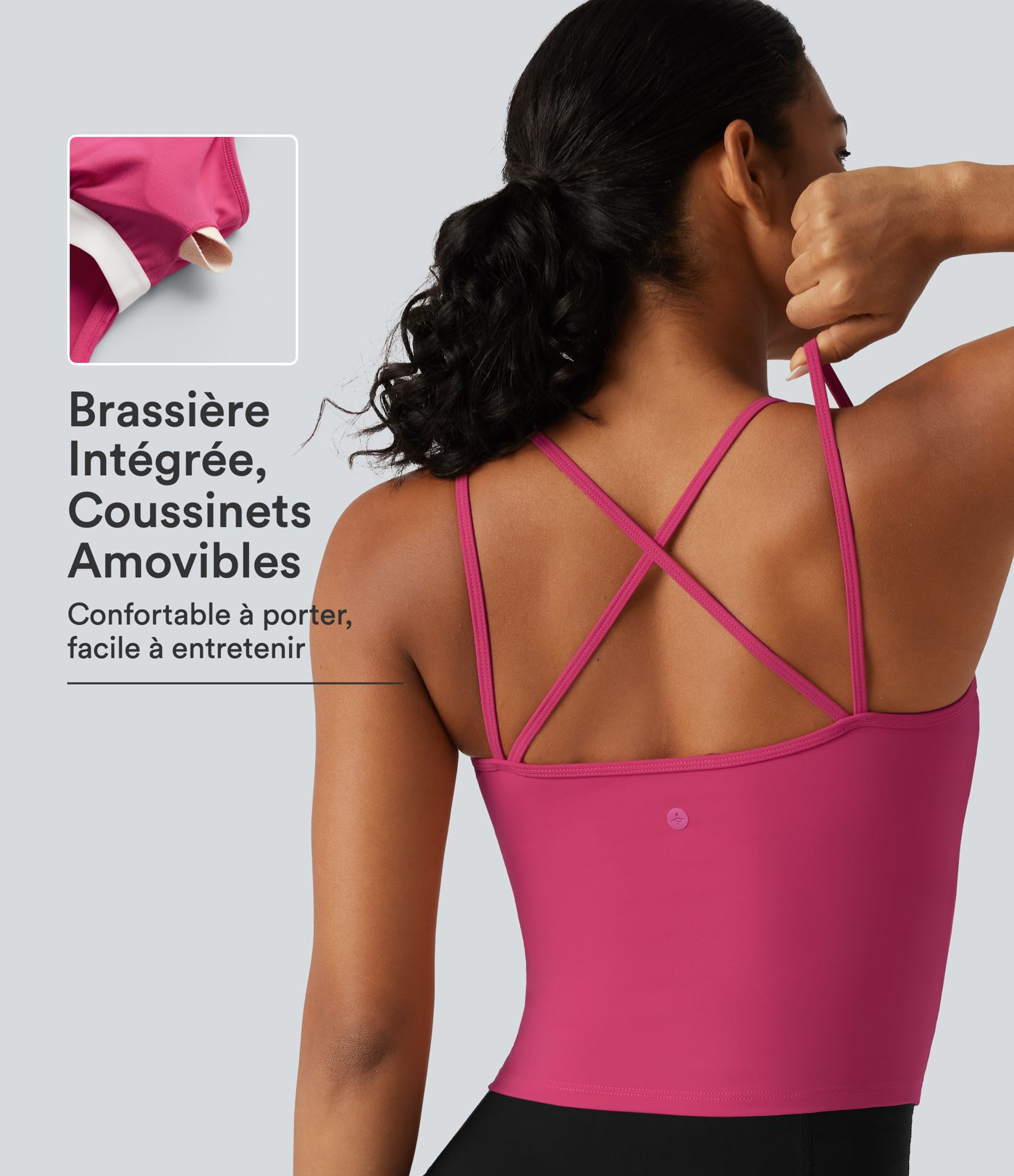 Débardeur effet frais InstantCool protection solaire UPF50  à séchage rapide, encolure en U, dos croisé et coussinets amovibles