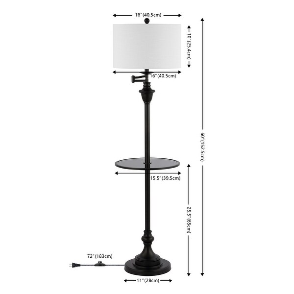 Luce 60" Metal/Glass LED Side Table and Floor Lamp, Chrome by JONATHAN Y - 60" H x 16" W x 16" D
