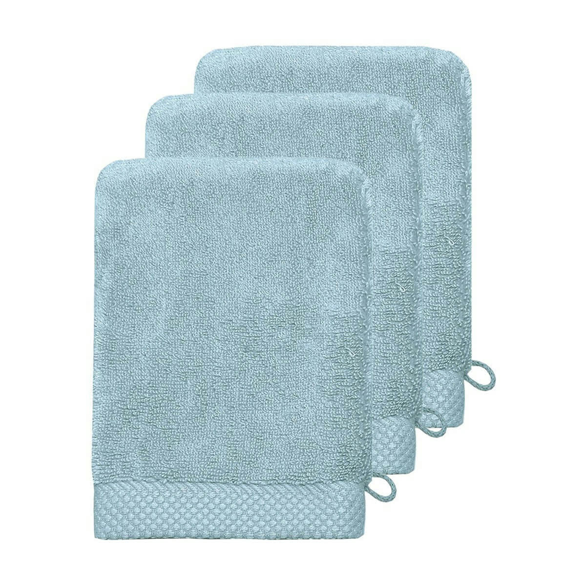 SENSOFT - 3 gants de toilette zéro twist 560gr/m²  bleu arctic 16x22 cm