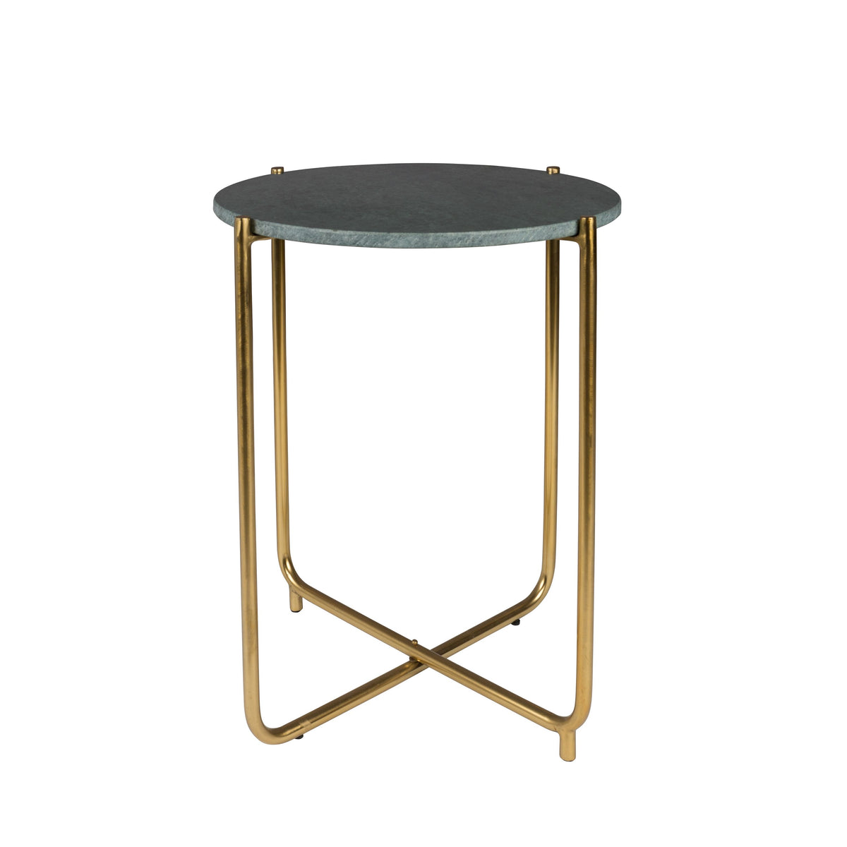 Housecraft Living Timpa Bijzettafel Marmer Rond 44x44 cm Groen/ Goud