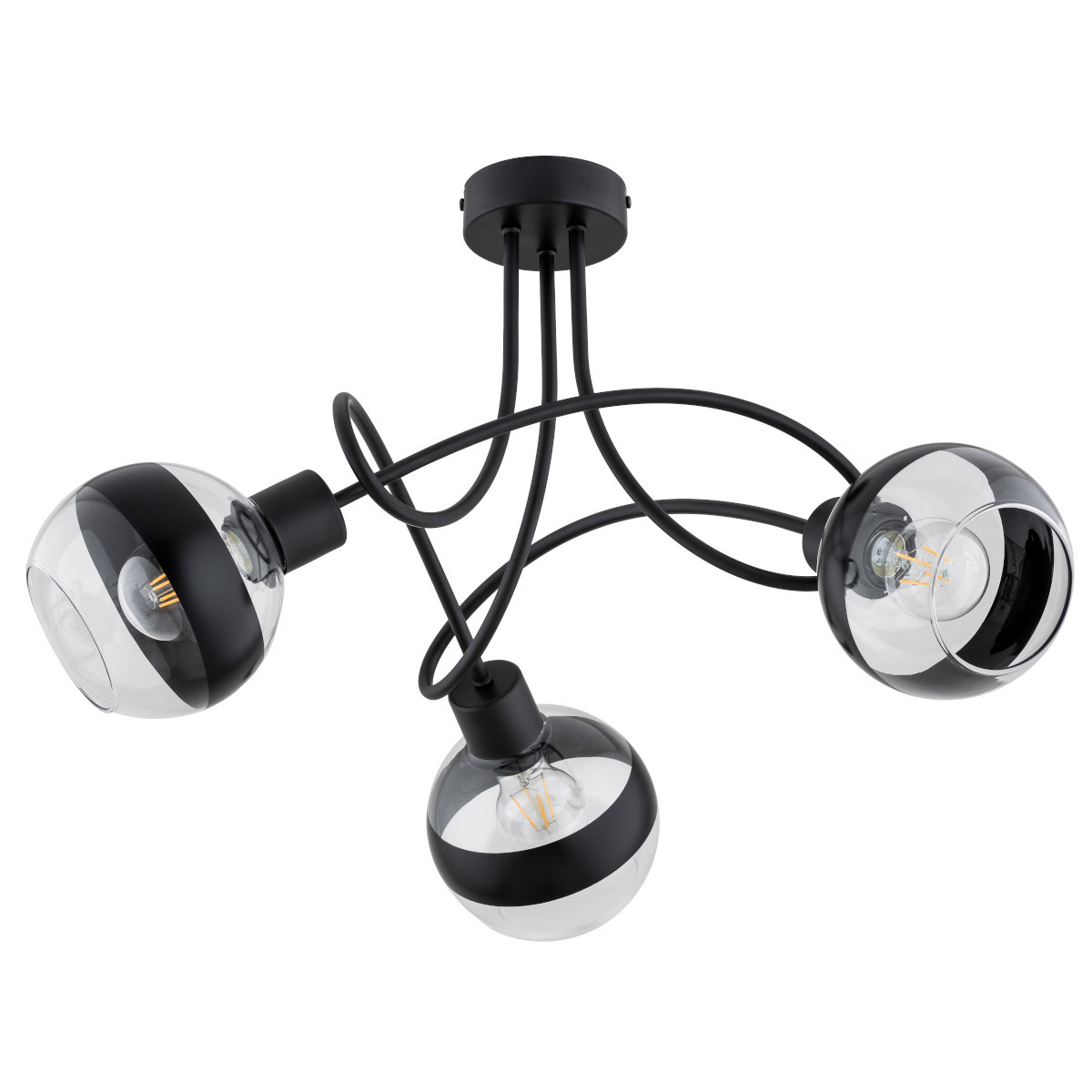Lampa sufitowa czarno-przezroczysty KARO 3xE27x15W wym: 38x58x58 cm Alfa