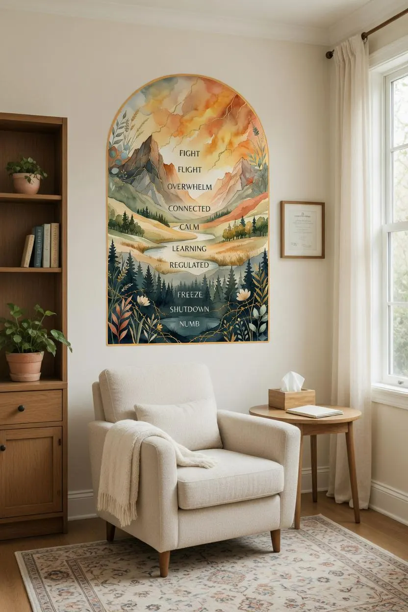 Window of Tolerance Wall Art | Polyvagal Ladder Poster | Therapist Office Decor, Nervous System Regulation