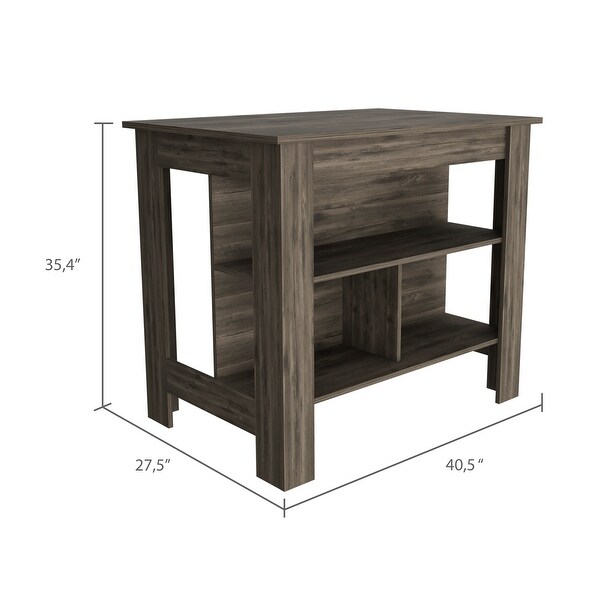 Kitchen Island Cart with Wood Drop Leaf Breakfast Bar
