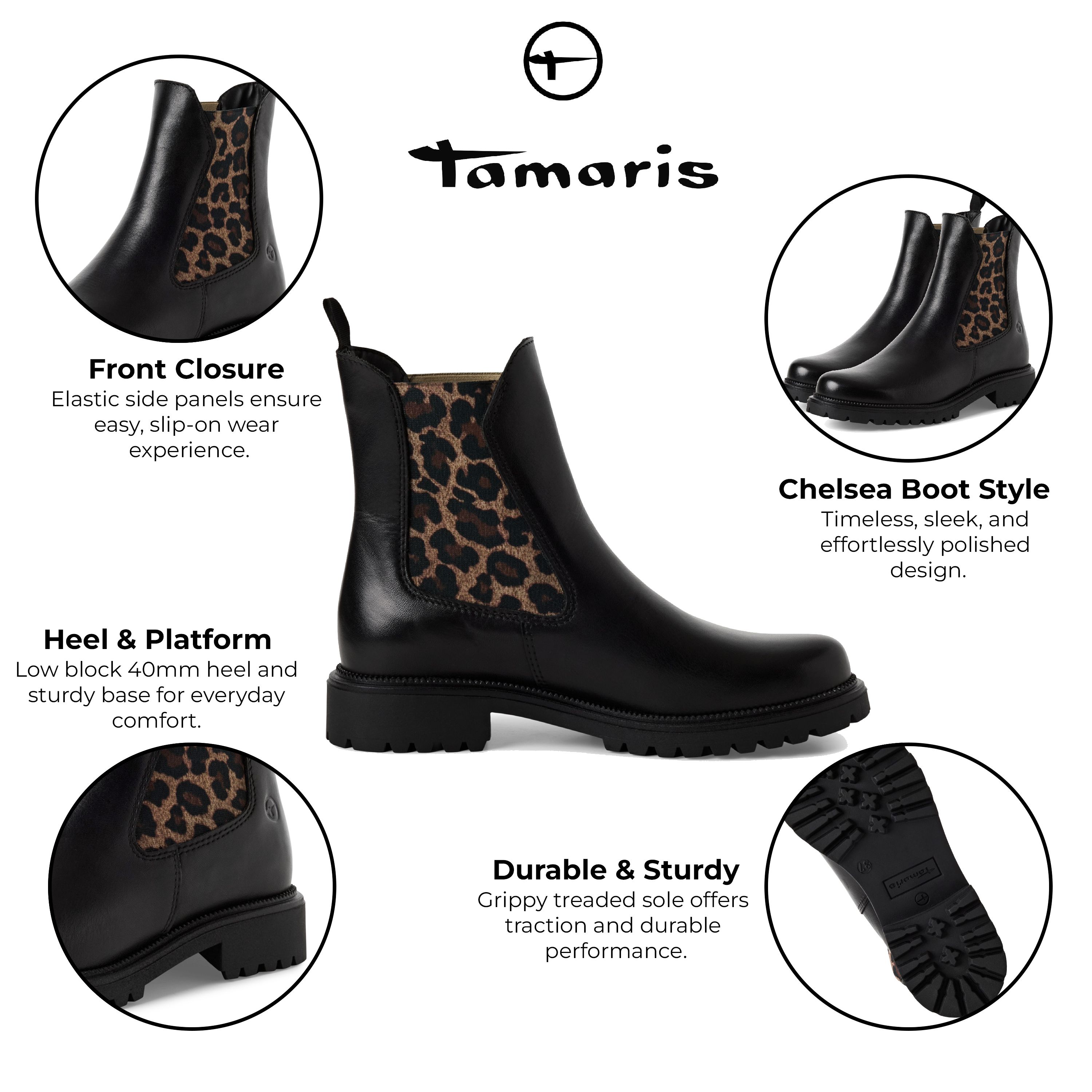 Infinity Leather Tamaris Leather Classic High Chelsea Ankle Boots