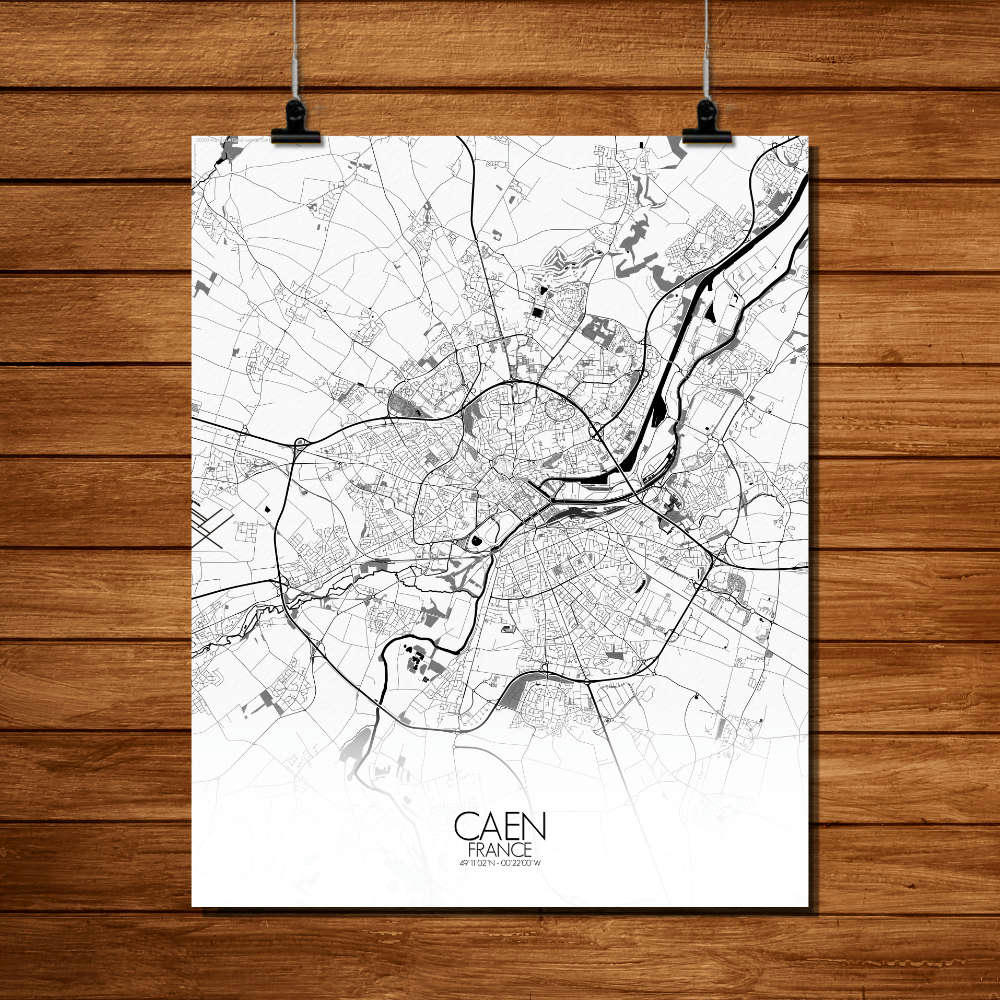 - Affiche Caen Carte N&B 40x50