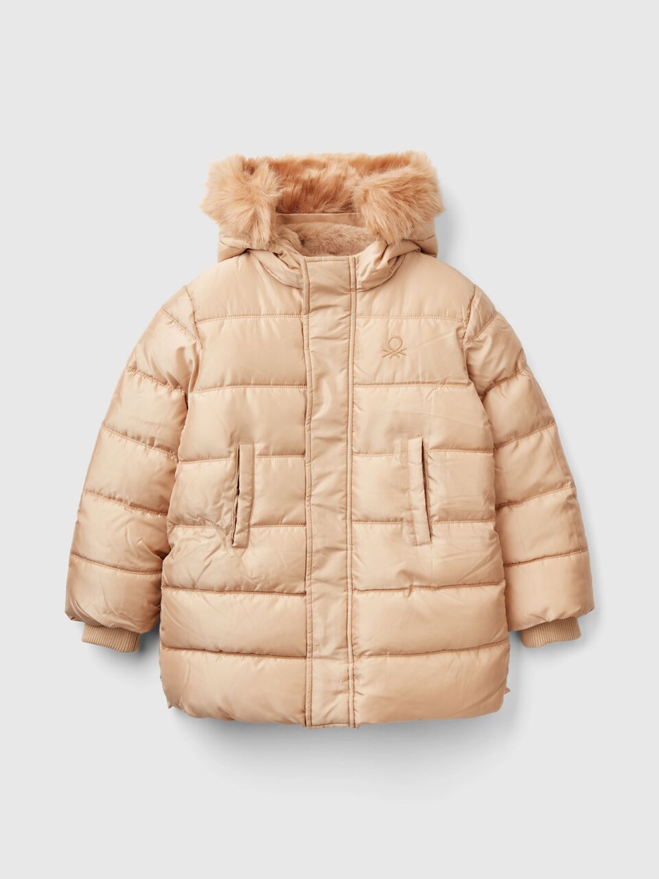 Long padded jacket in glossy nylon