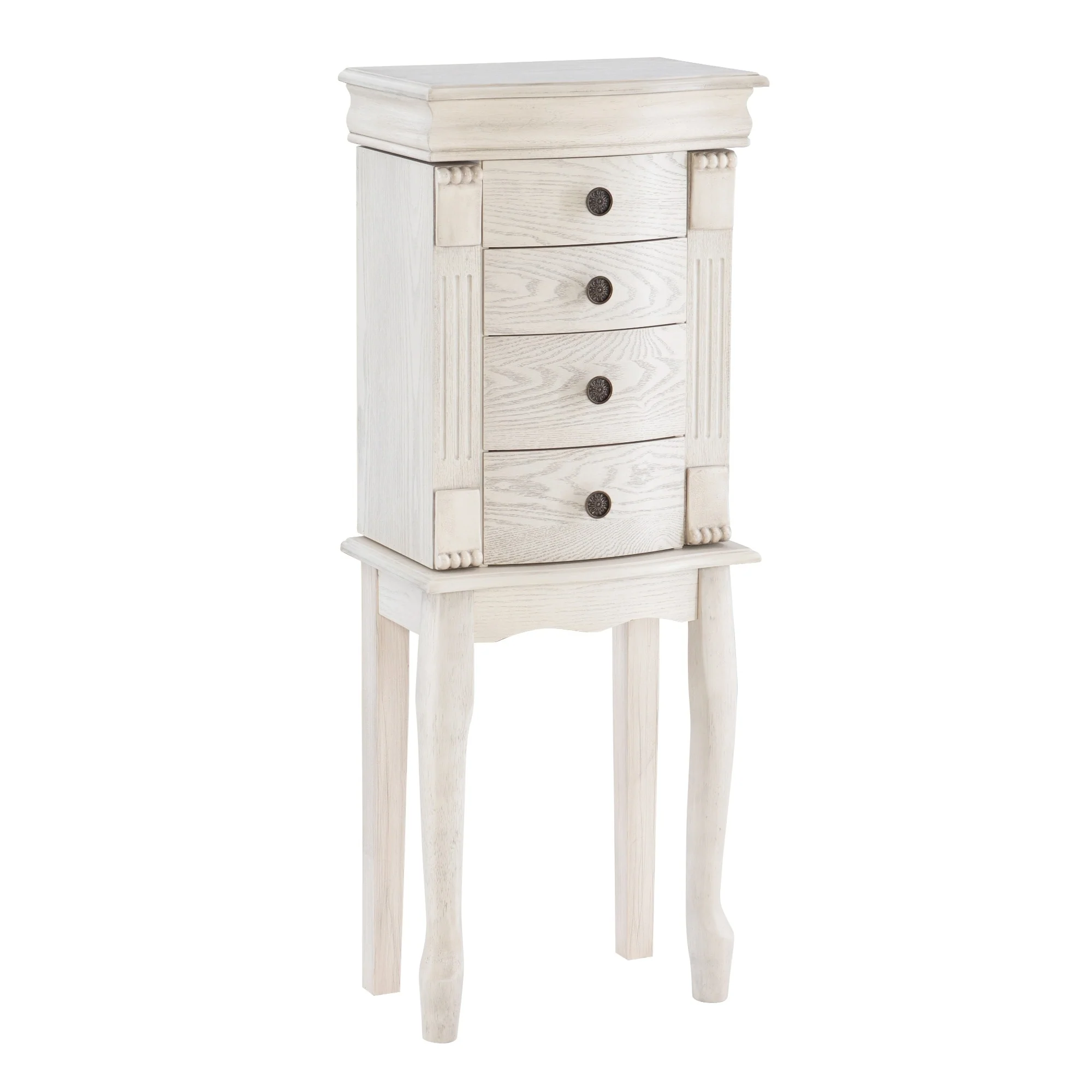 Jewelry Armoire with Storage Drawers - 35.25 - Cream
