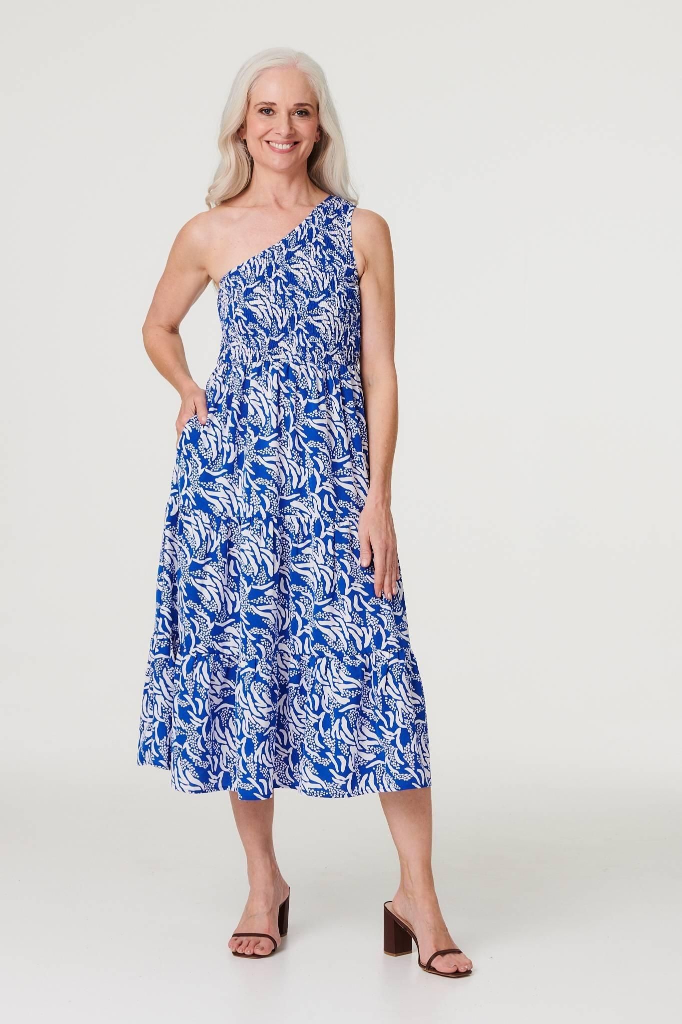 Izabel London Printed Asymmetric Midi Sun Dress