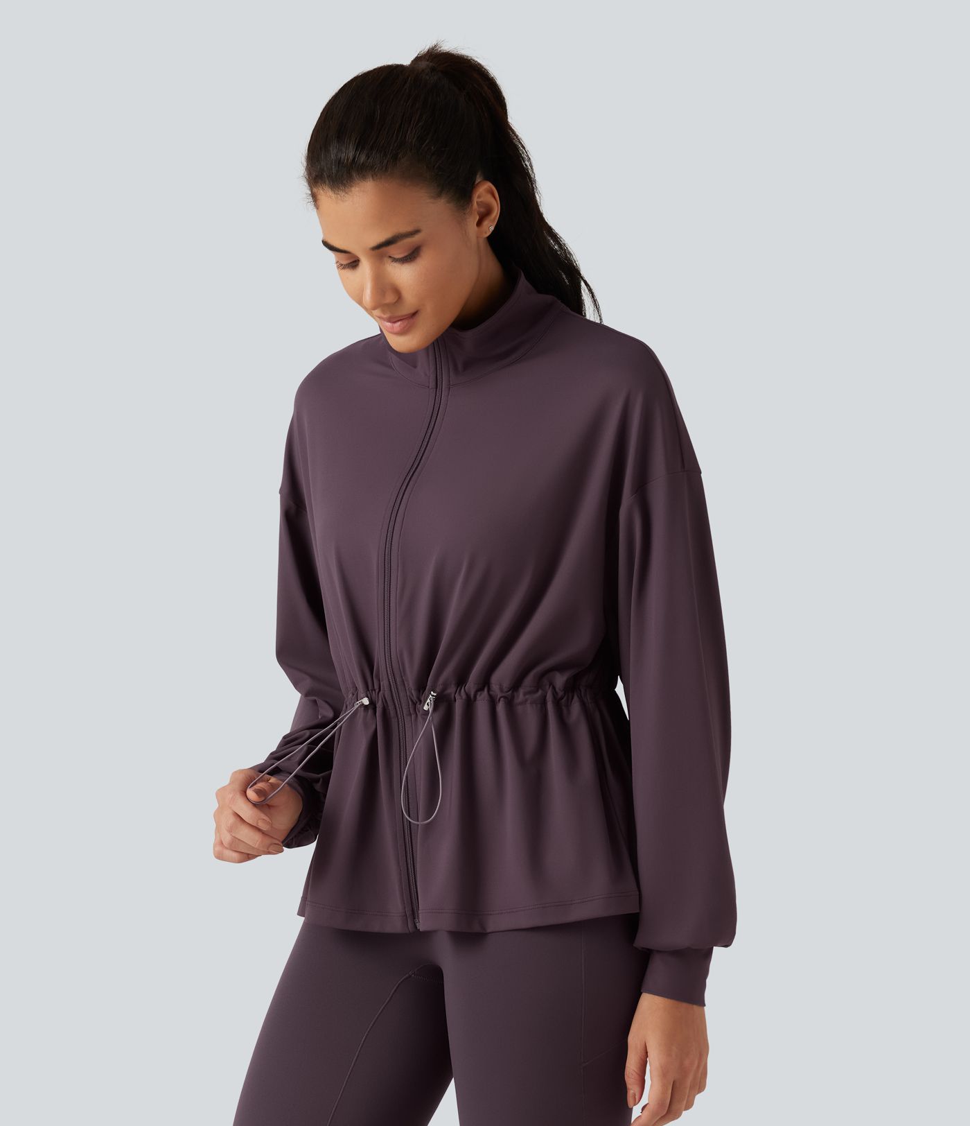Veste de yoga SoftlyZero™ à col montant et manches longues