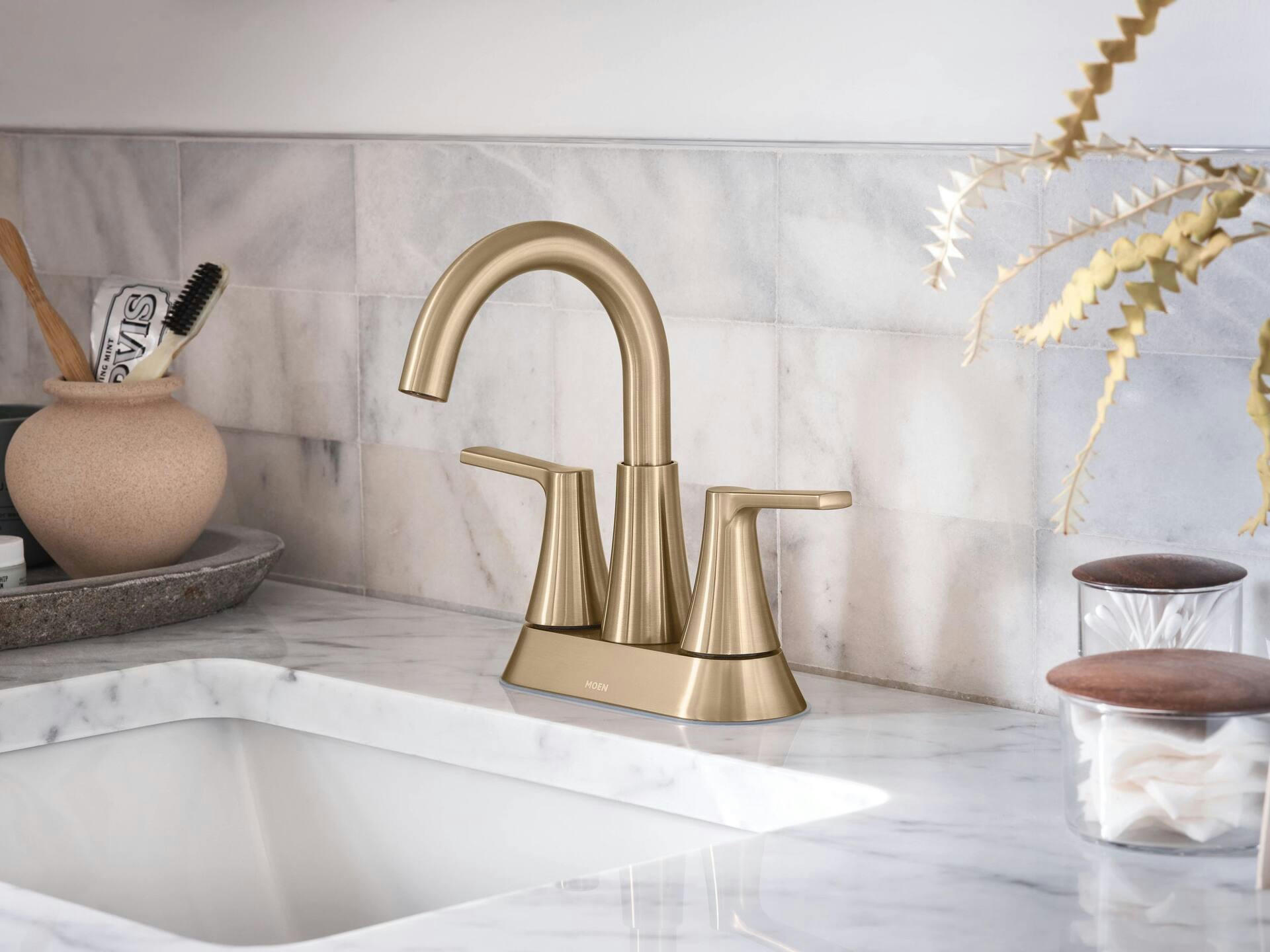 Moen 2-Handle Centerset Lavatory Faucet, Bronze Gold