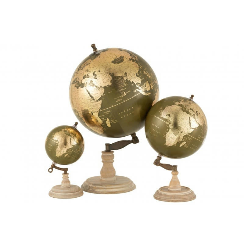 KAKI - Globe sur pied kaki et or H50cm