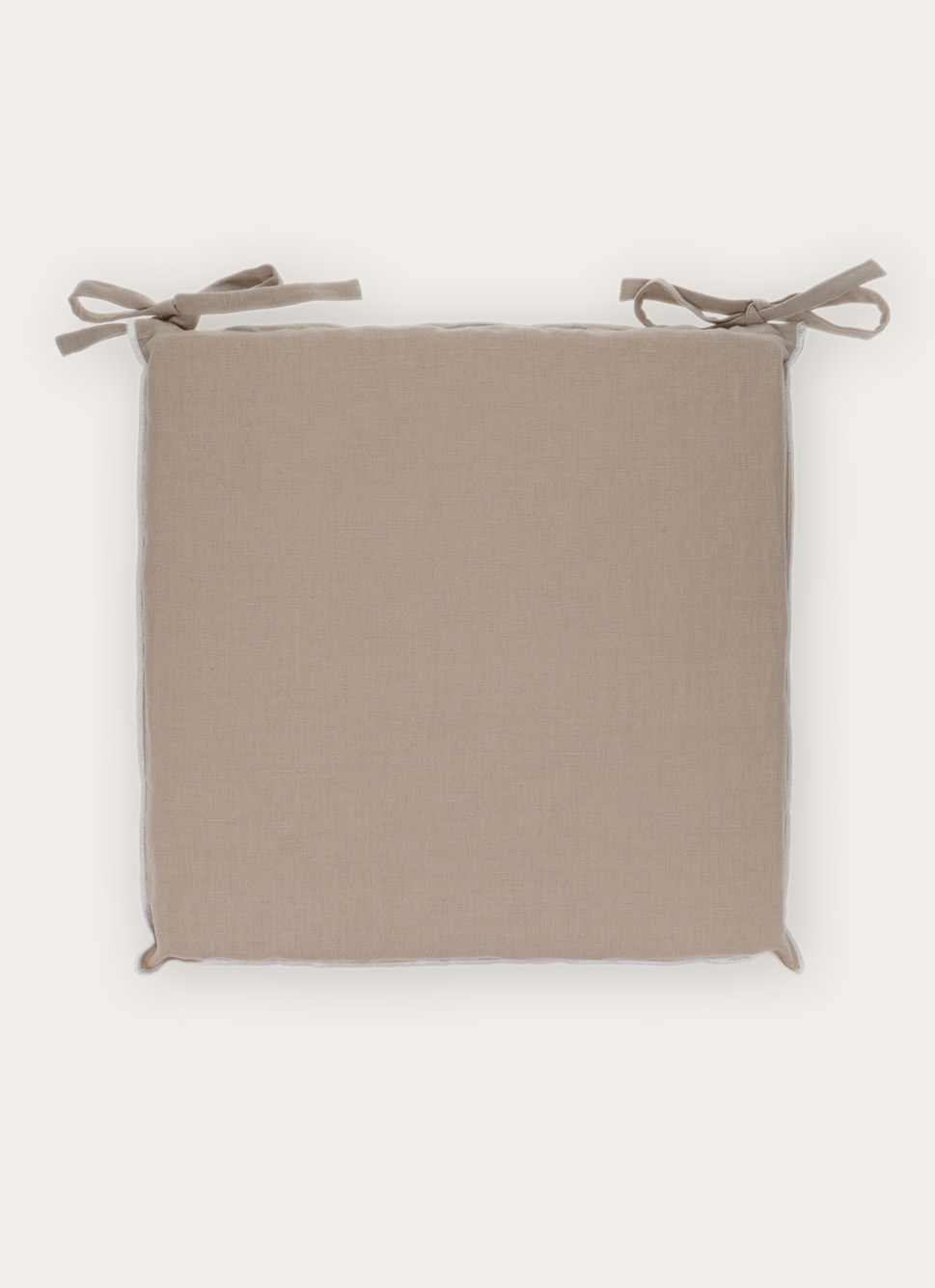 GALETTE DE CHAISE DÉHOUSSABLE COTON/LIN MASTIC/LAIT