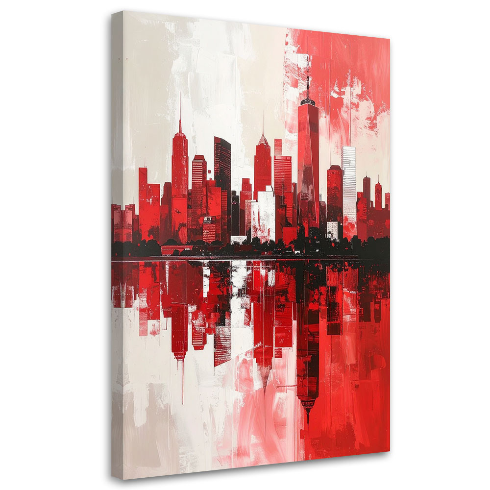 Obraz do salonu sypialni biura, Czerwone Miasto Budynki imitacja 20x30