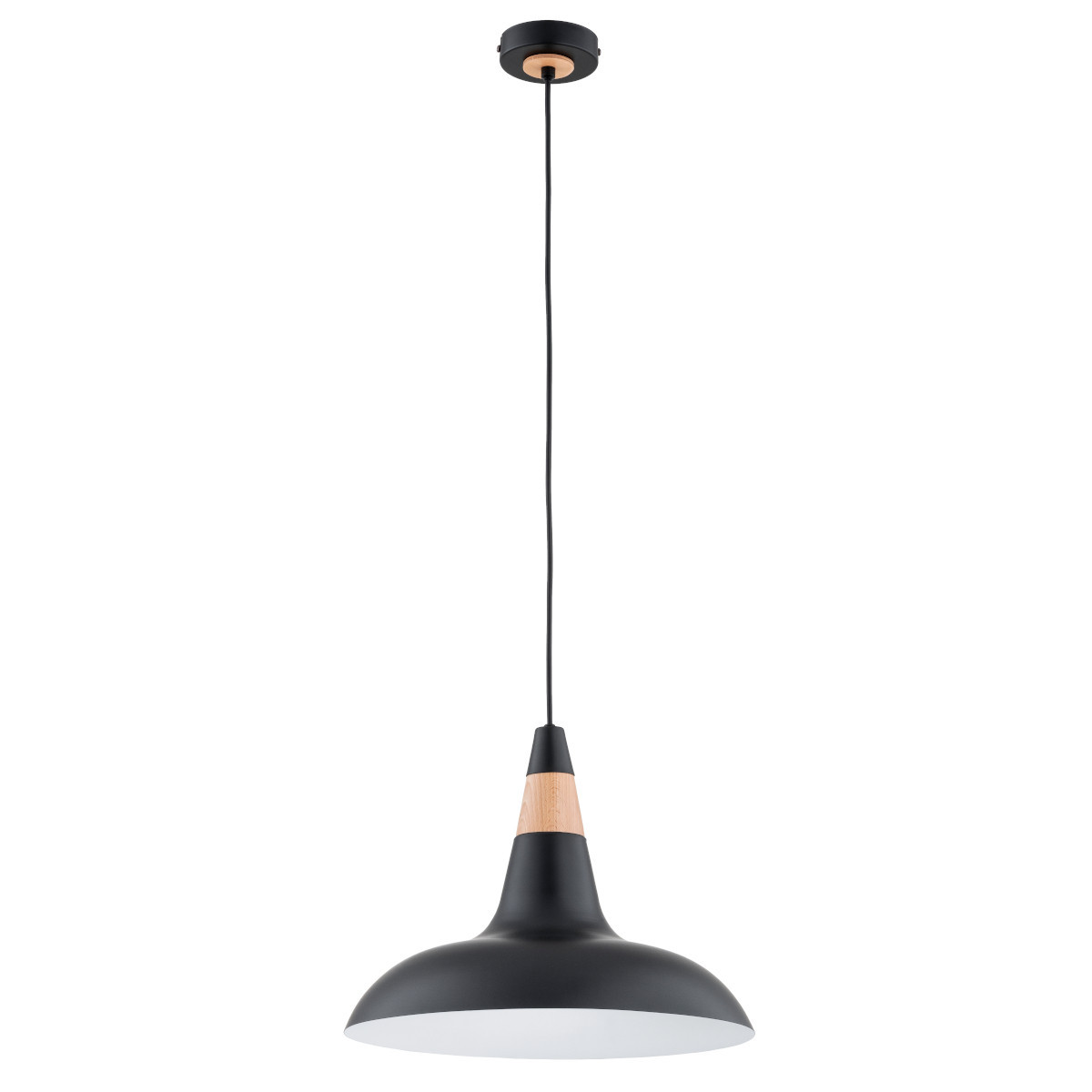 Lampa wisząca czarna-jasne drewno DORO 1xE27x15W wym: 90x38,5x38,5 cm Alfa