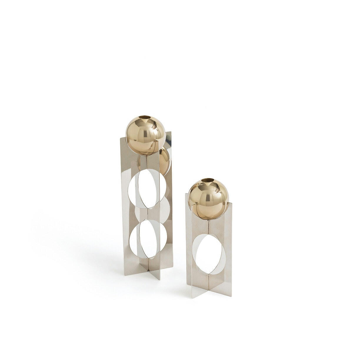 Lot de 2 bougeoirs en aluminium, Esto