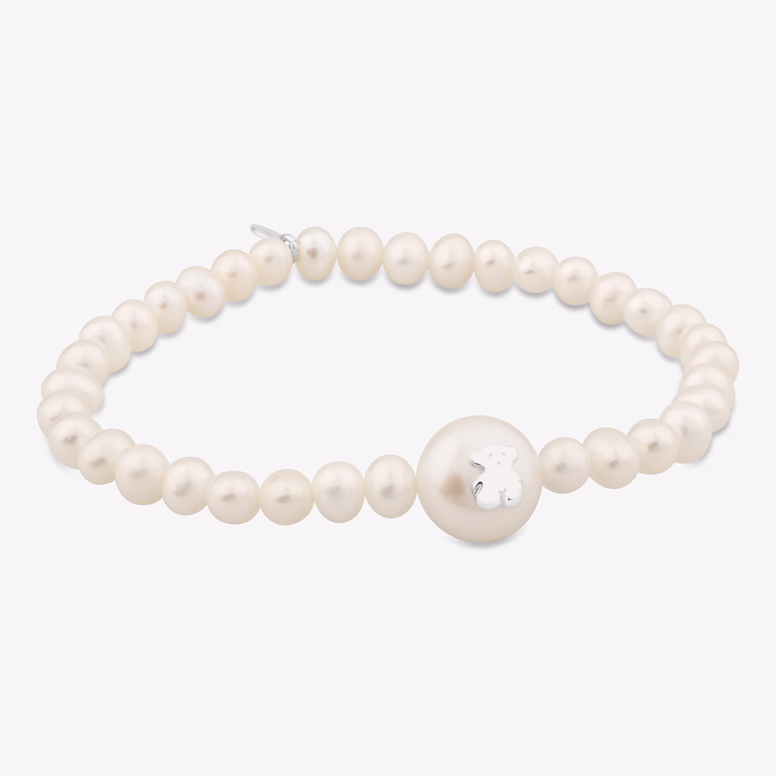 Pulsera elástica de plata y perlas cultivadas Icon Pearl