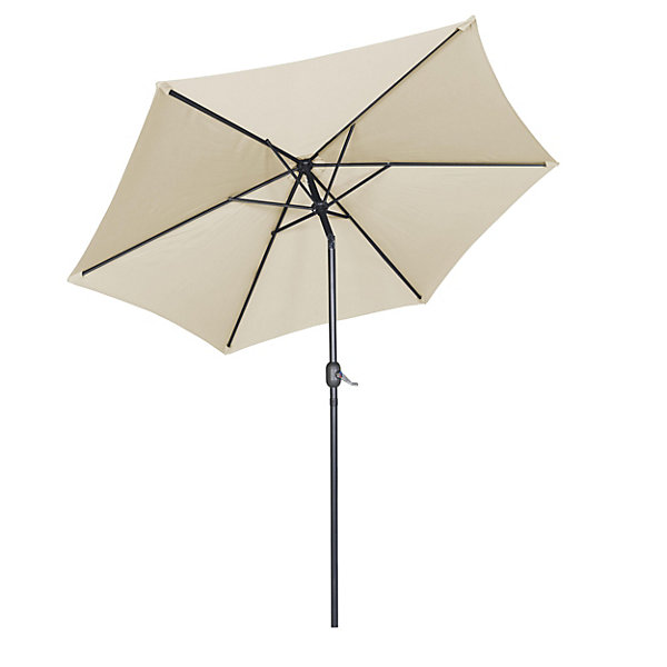 Parasol droit 3m inclinable à manivelle en aluminium écruOviala
