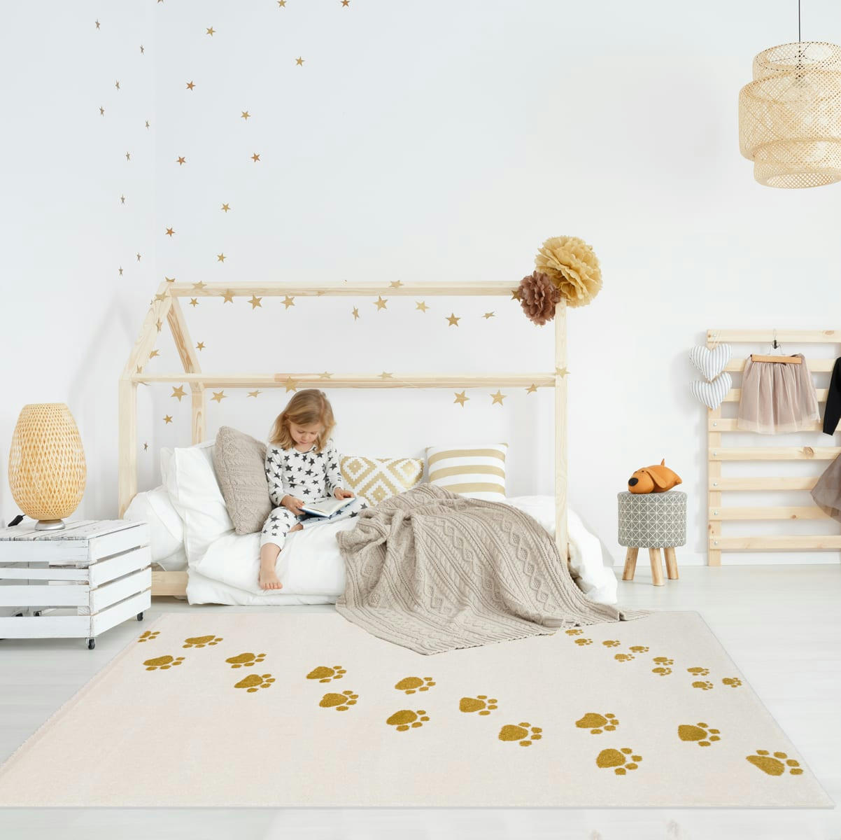 - Tapis enfant pattes d'ours miel 80x150, OEKO-TEX®