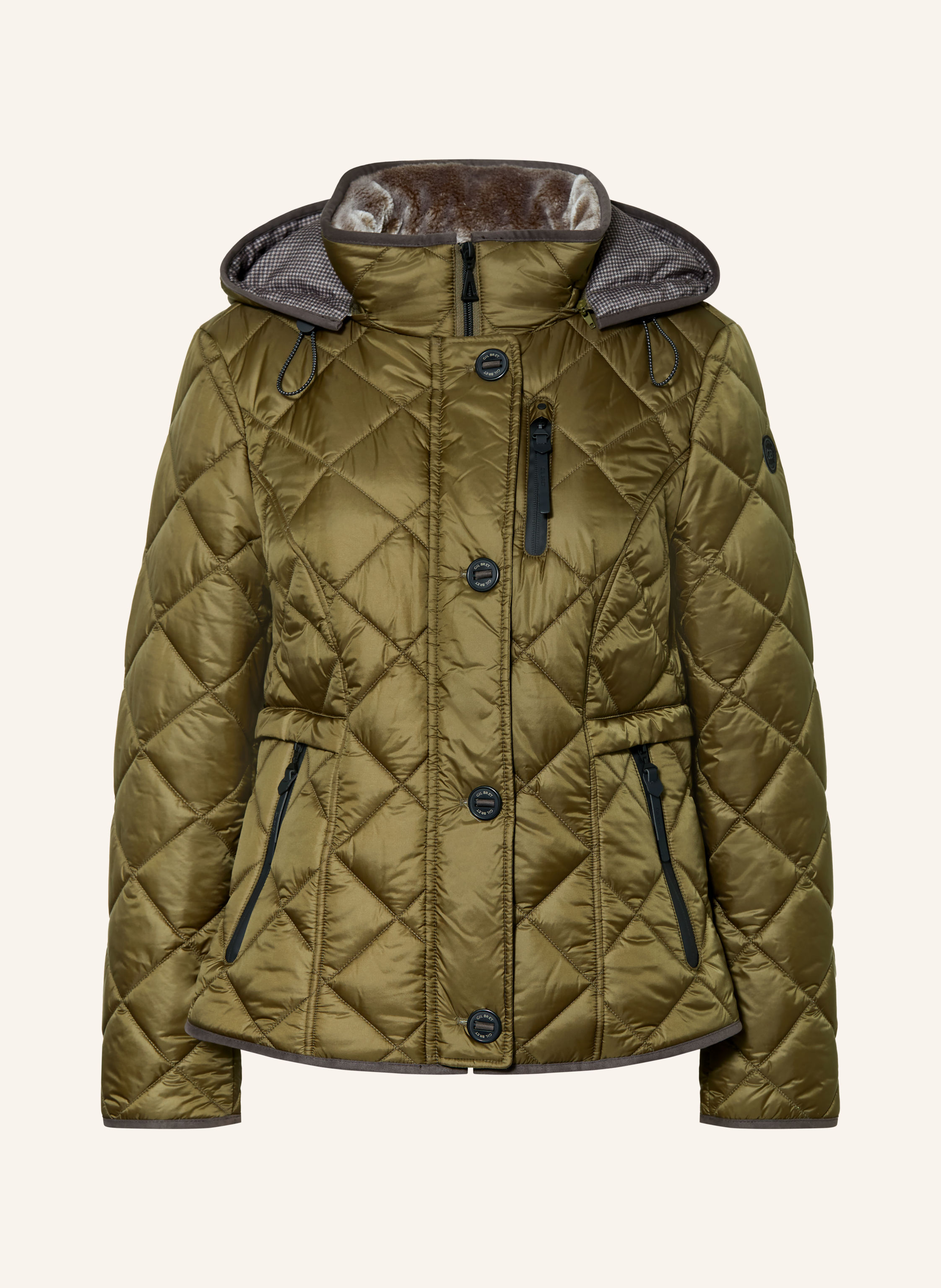 GIL BRET Steppjacke mit Kunstfell und abnehmbarer Kapuze