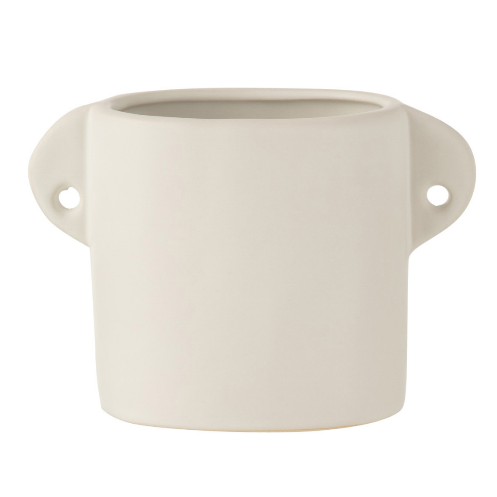 J-Line bloempot Renaissance - keramiek - wit - 2 stuks - Ø 8.5 cm