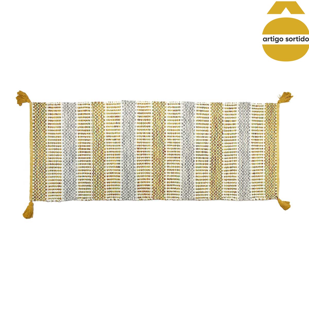 Tapete em algodão com pompons 60x150cm