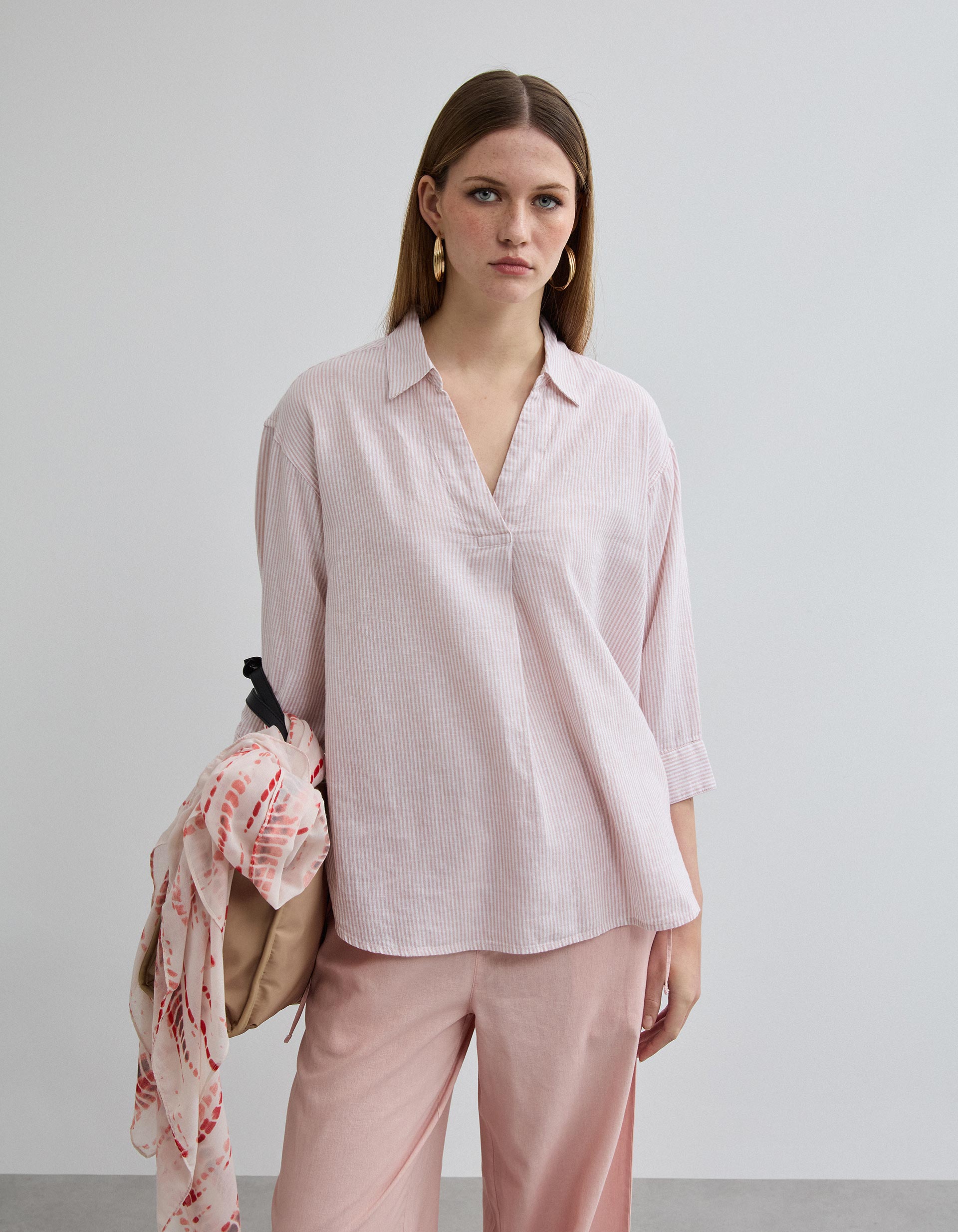 Blusa com Linho, Mulher, Rosa