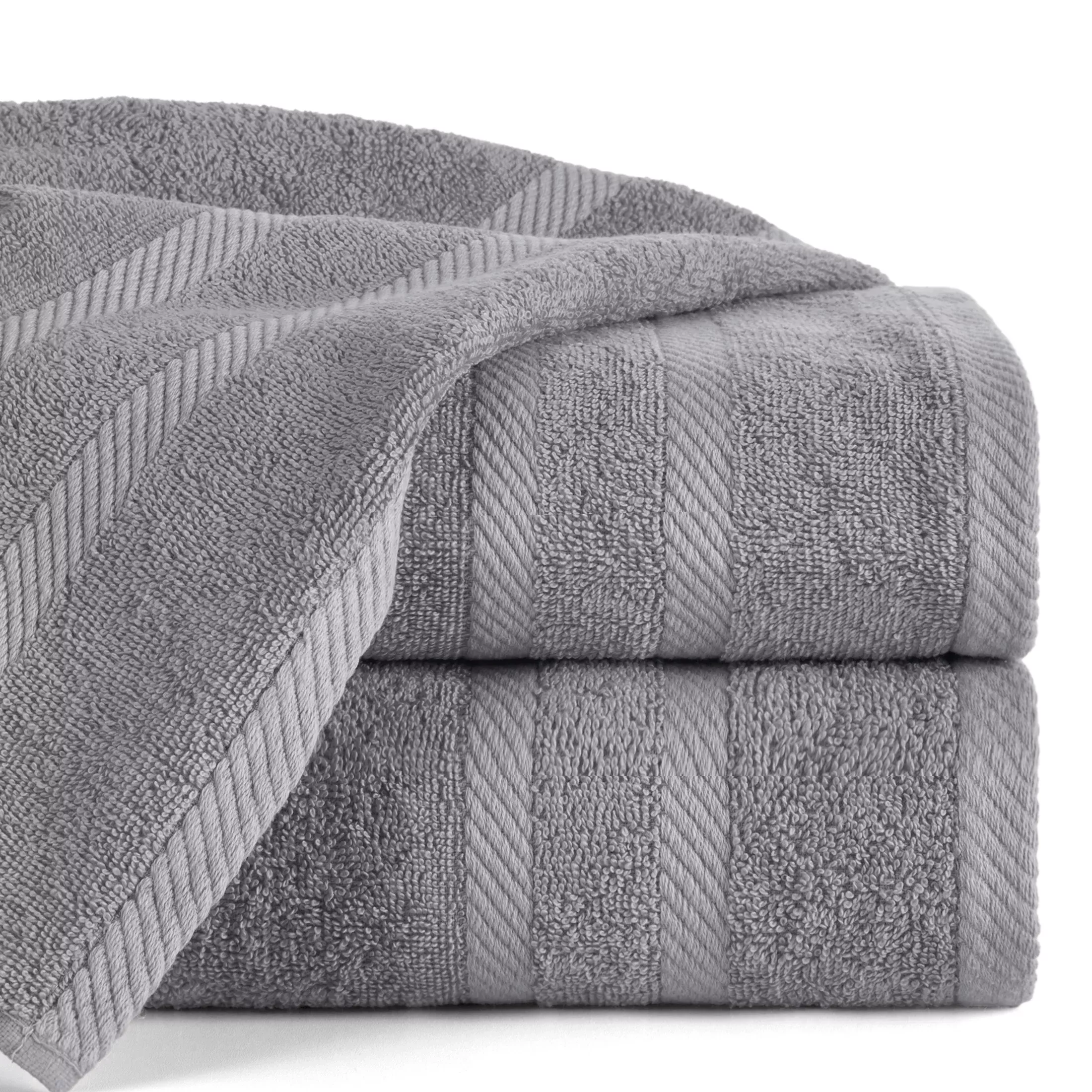Ręcznik kąpielowy 100x150 cm bawełniany kolor stalowy z ozdobną bordiurą 500 g/m2 MILO