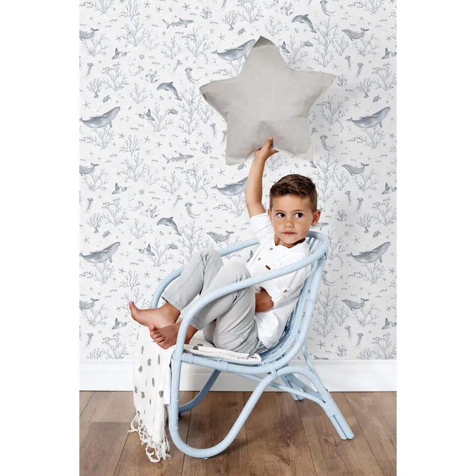 ESTAhome behang onderwaterwereld vergrijsd blauw - 50 x 900 cm