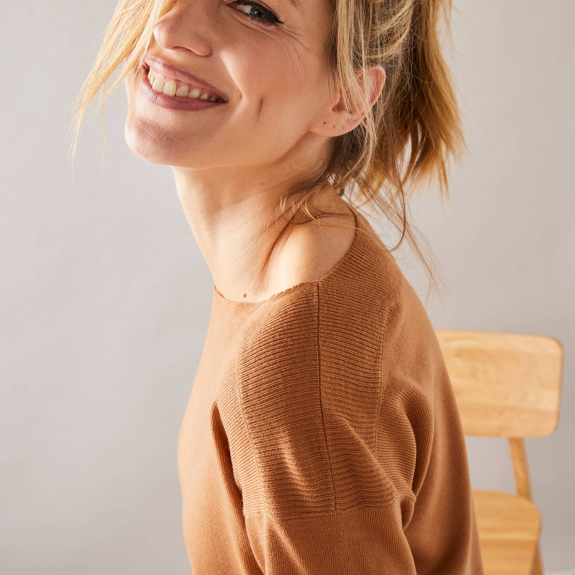 Pull col bateau manches 3/4, toucher doux