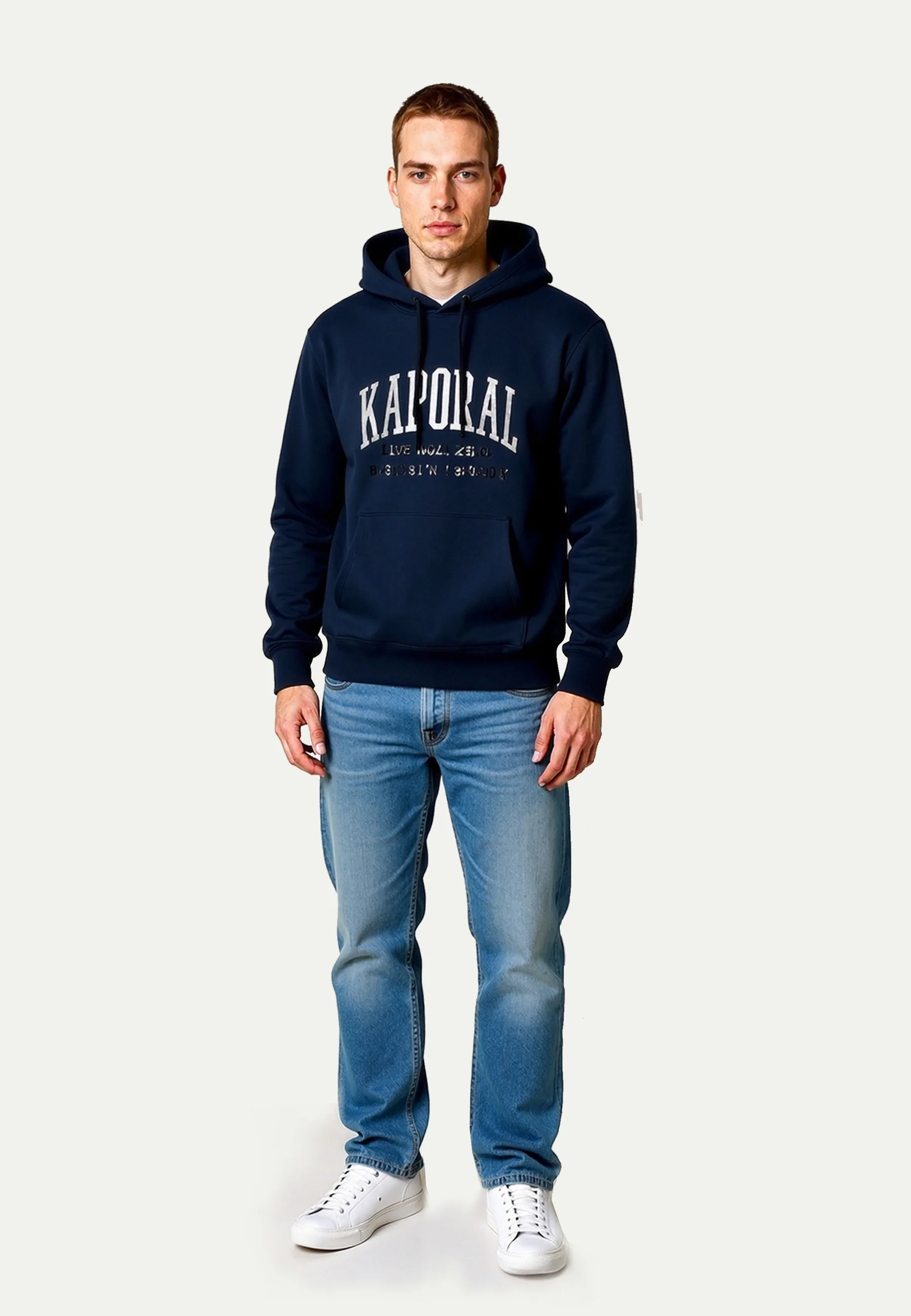 Sweat à capuche regular bleu marine coton polyester BENJY
