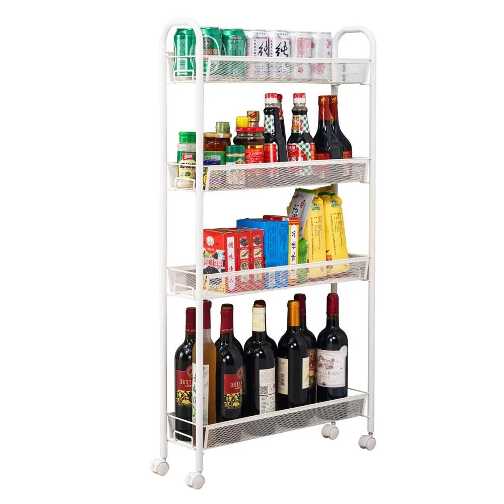 4-Tier Removable Storage Cart Silver / Ivory White