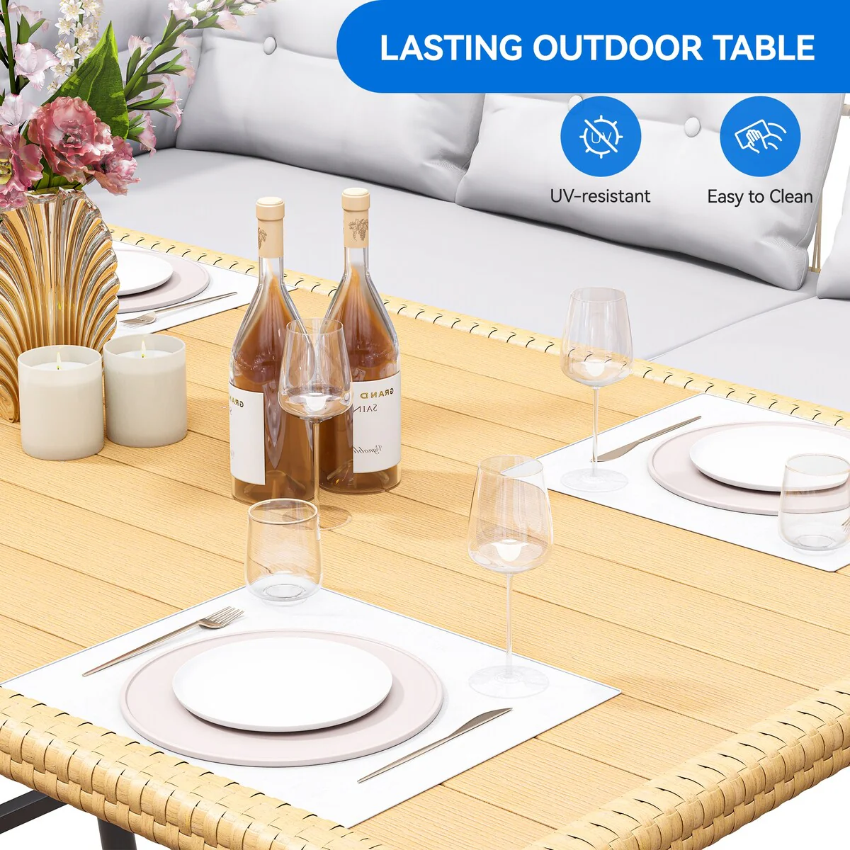 Moasis 6-Piece Patio Wicker Furniture Conversation Set - 6 Pcs