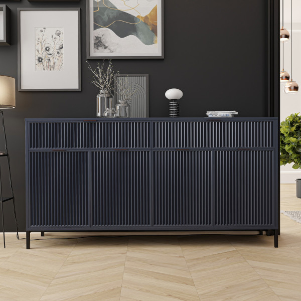 Loftowa komoda z szufladami WAVE 165 cm - indigo